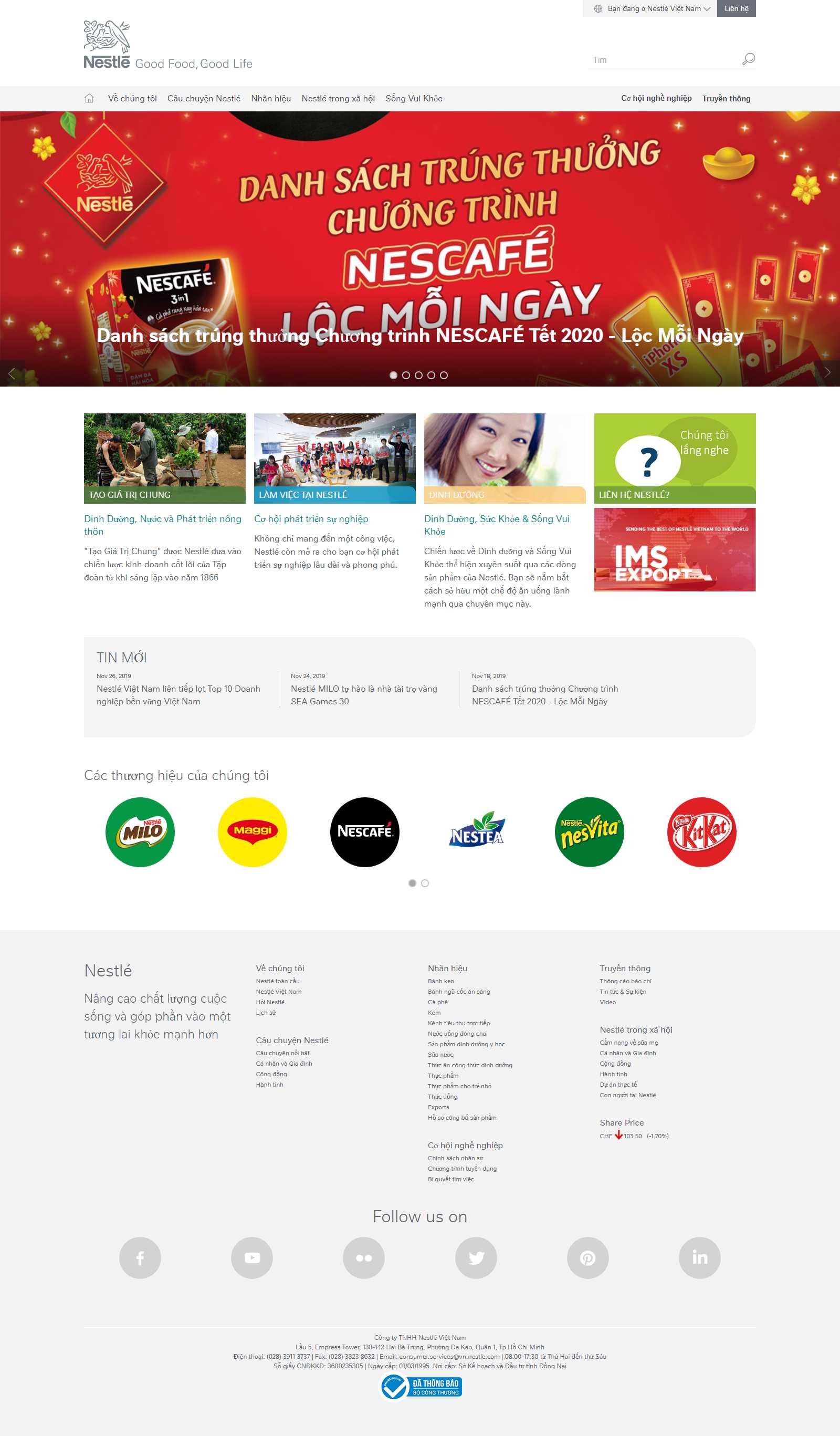 Thiết kế web Quận Long Biên - www.nestle.com.vn