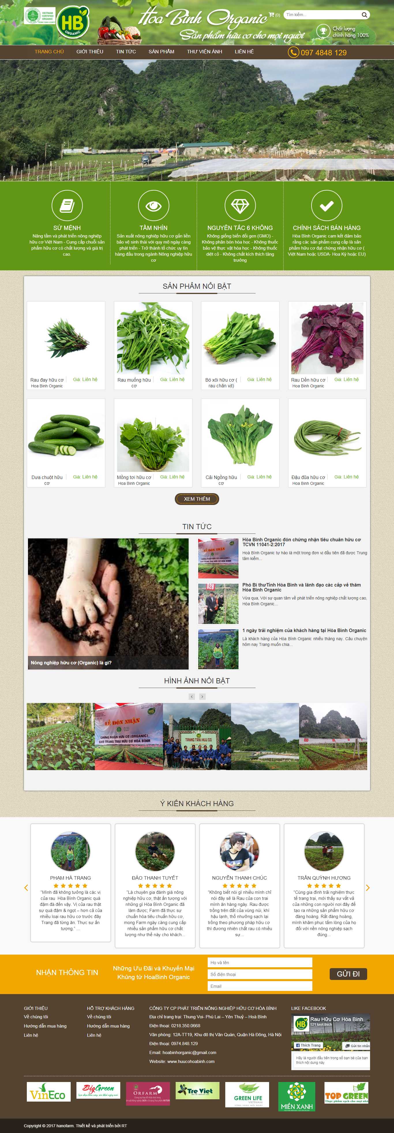 Thiết kế Web Thực phẩm - Dinh dưỡng - huucohoabinh.com