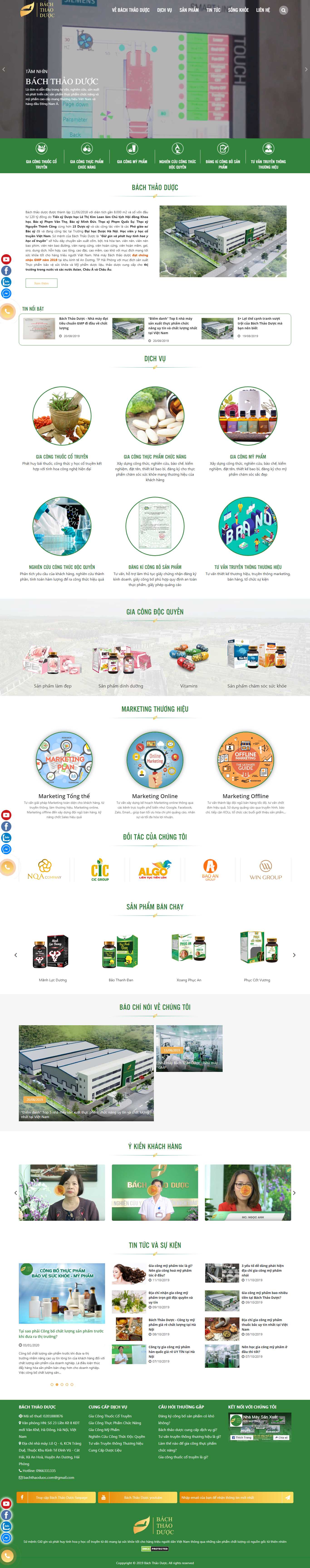 Thiết kế Web giới thiệu sản phẩm - bachthaoduoc.com.vn