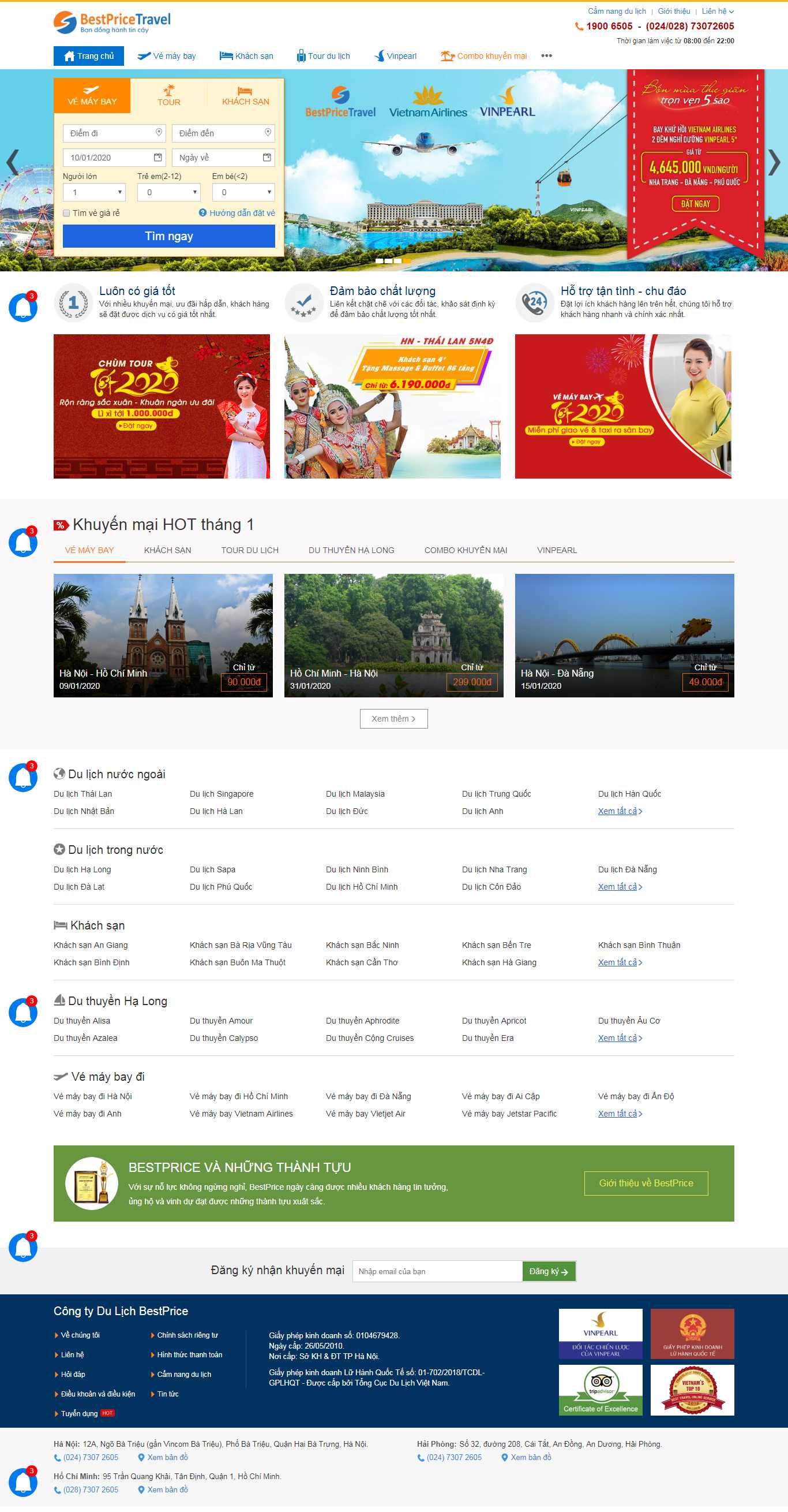 Thiết kế Web du lịch tour - www.bestprice.vn