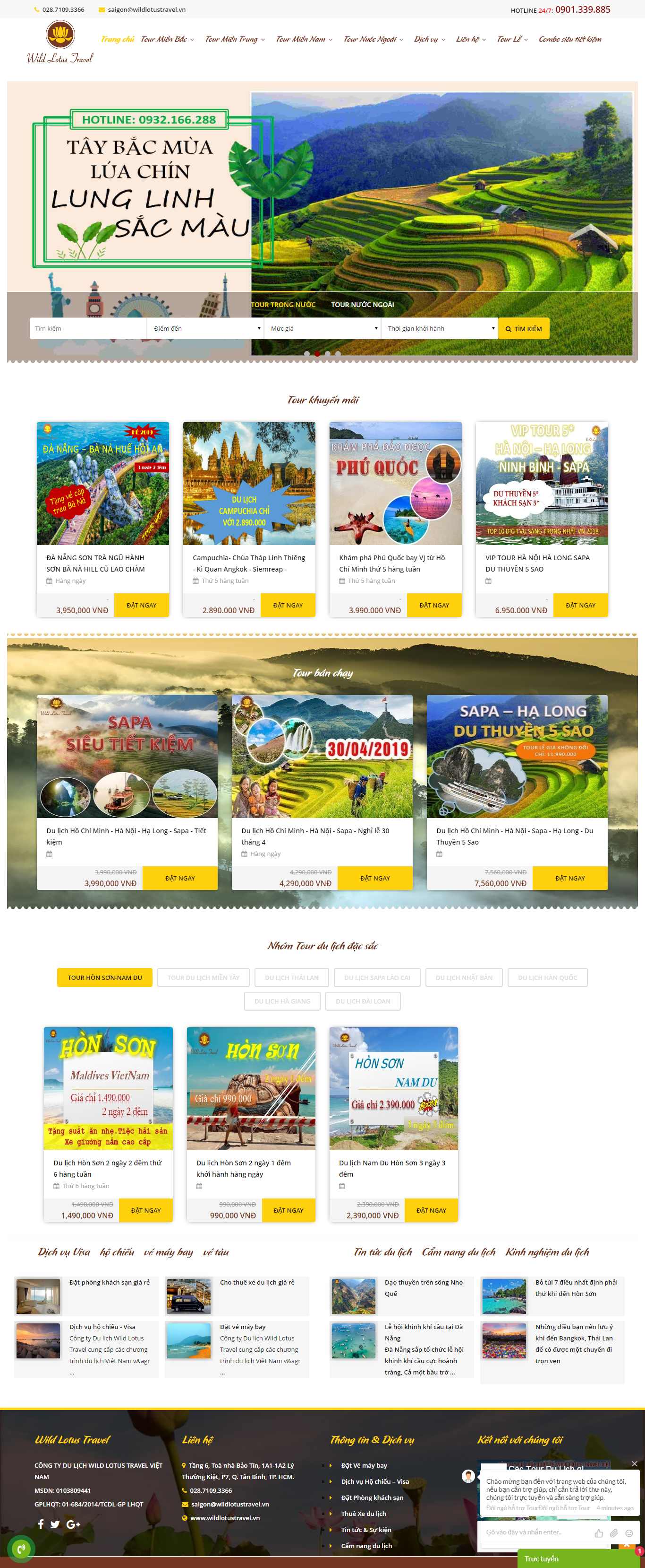 Thiết kế Web du lịch tour - wildlotustravel.vn