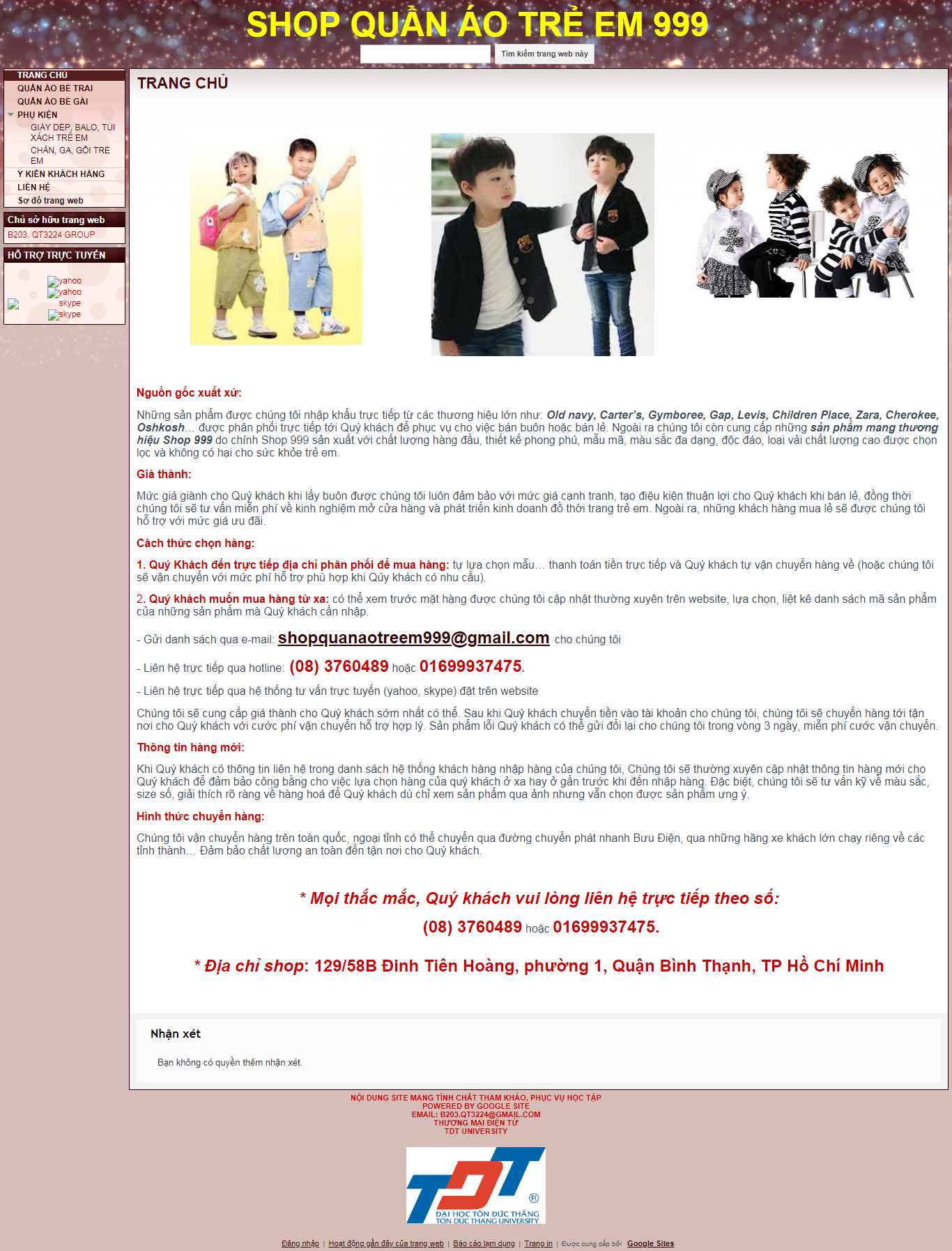 Thiết kế Web bán hàng miễn phí - sites.google.com