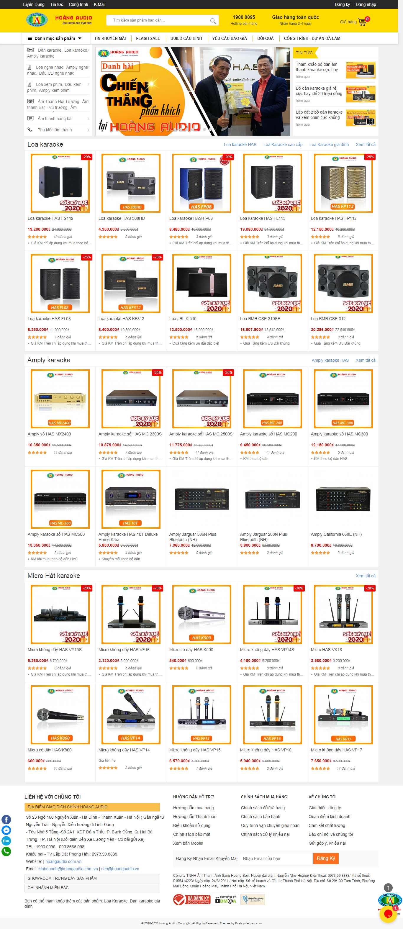 Thiết kế Web thiết bị âm thanh ánh sáng - hoangaudio.com.vn