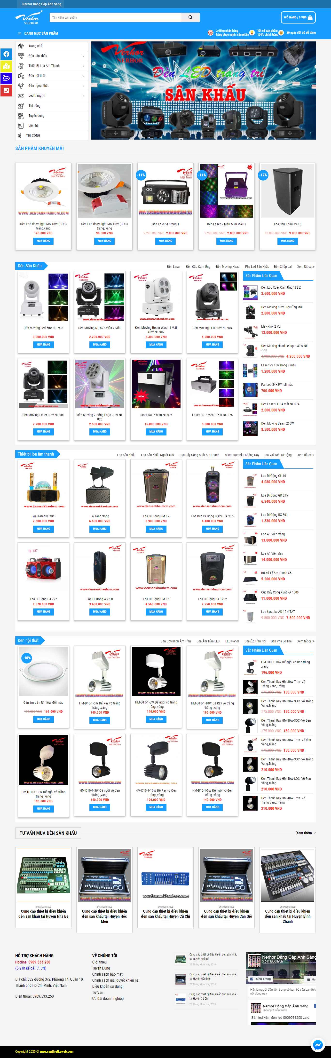 Thiết kế Web thiết bị âm thanh ánh sáng - densankhauhcm.com