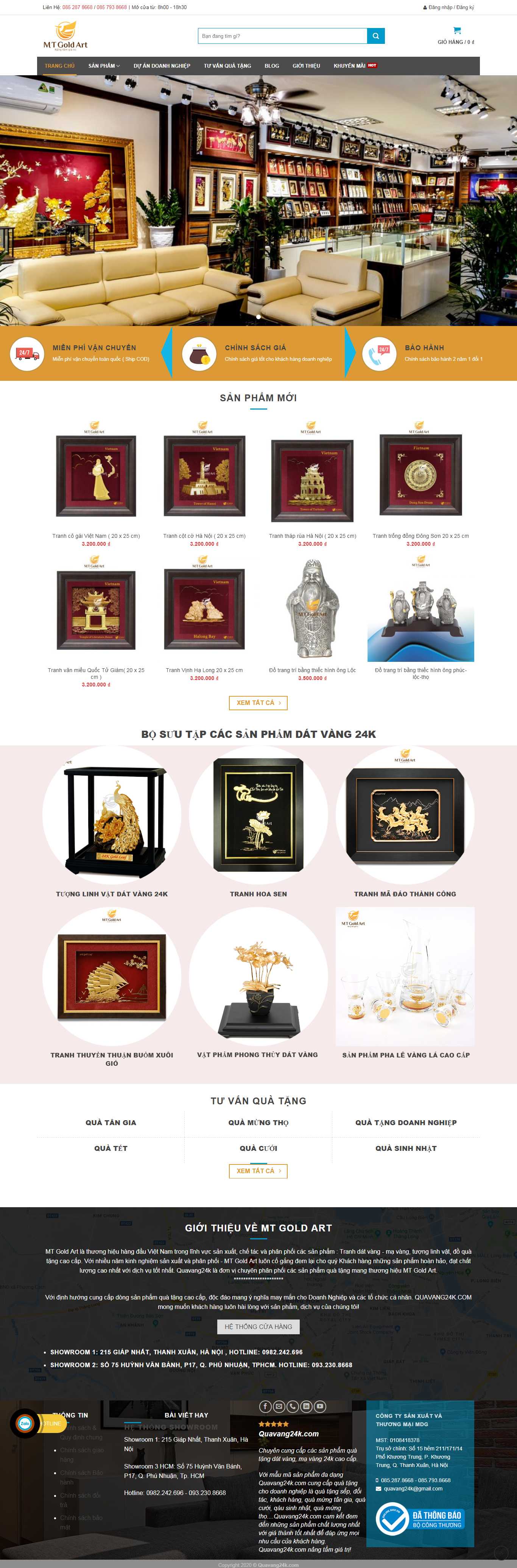 Thiết kế Web quà lưu niệm - quavang24k.com