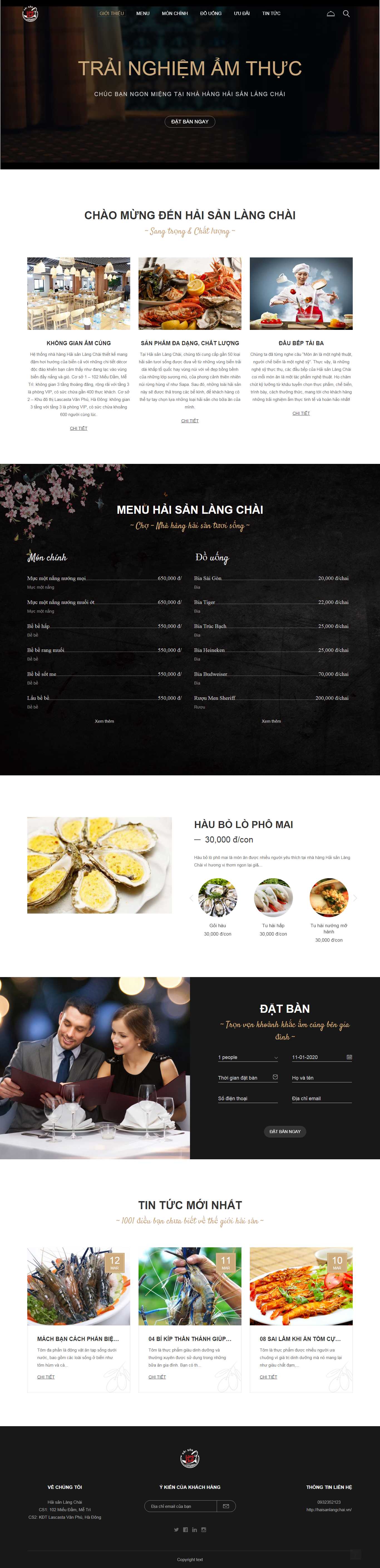 Thiết kế Web thủy hải sản - haisanlangchai.vn