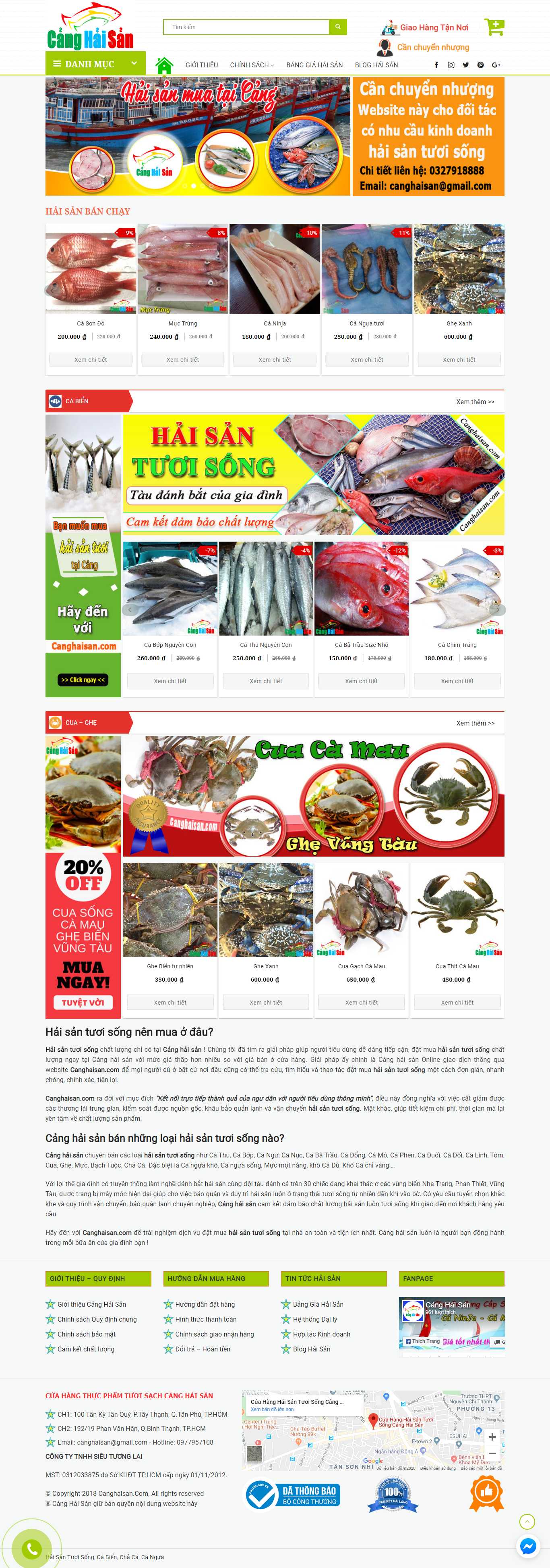Thiết kế Web thủy hải sản - canghaisan.com