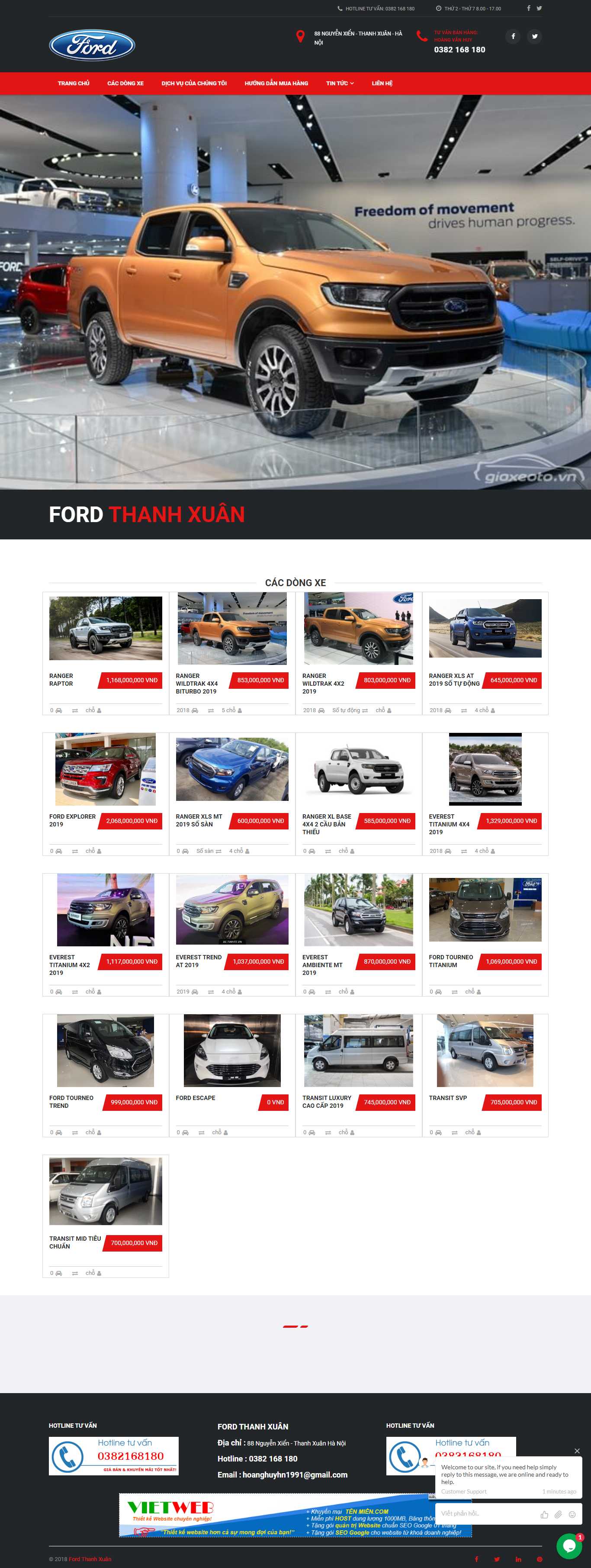 Thiết kế Web bán xe ô tô - fordthanhxuan.org