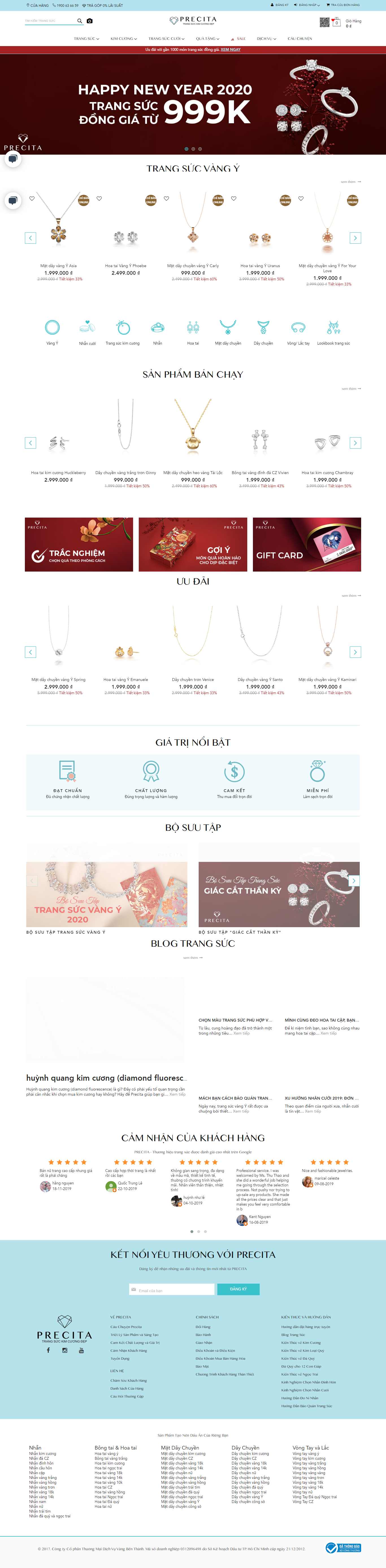 Thiết kế Web tiệm vàng bạc - precita.vn
