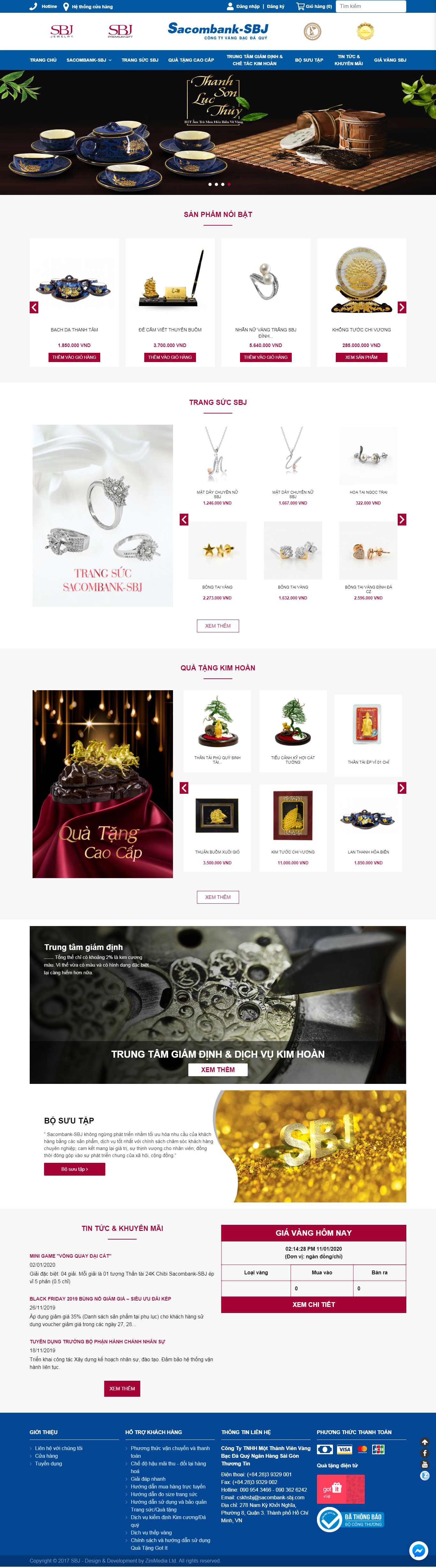 Thiết kế Web tiệm vàng bạc - sacombank-sbj.com