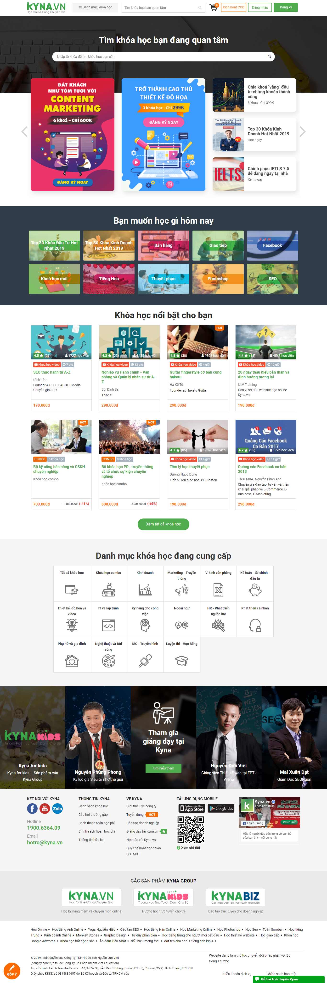 Thiết kế Web bán khoá học online - kyna.vn