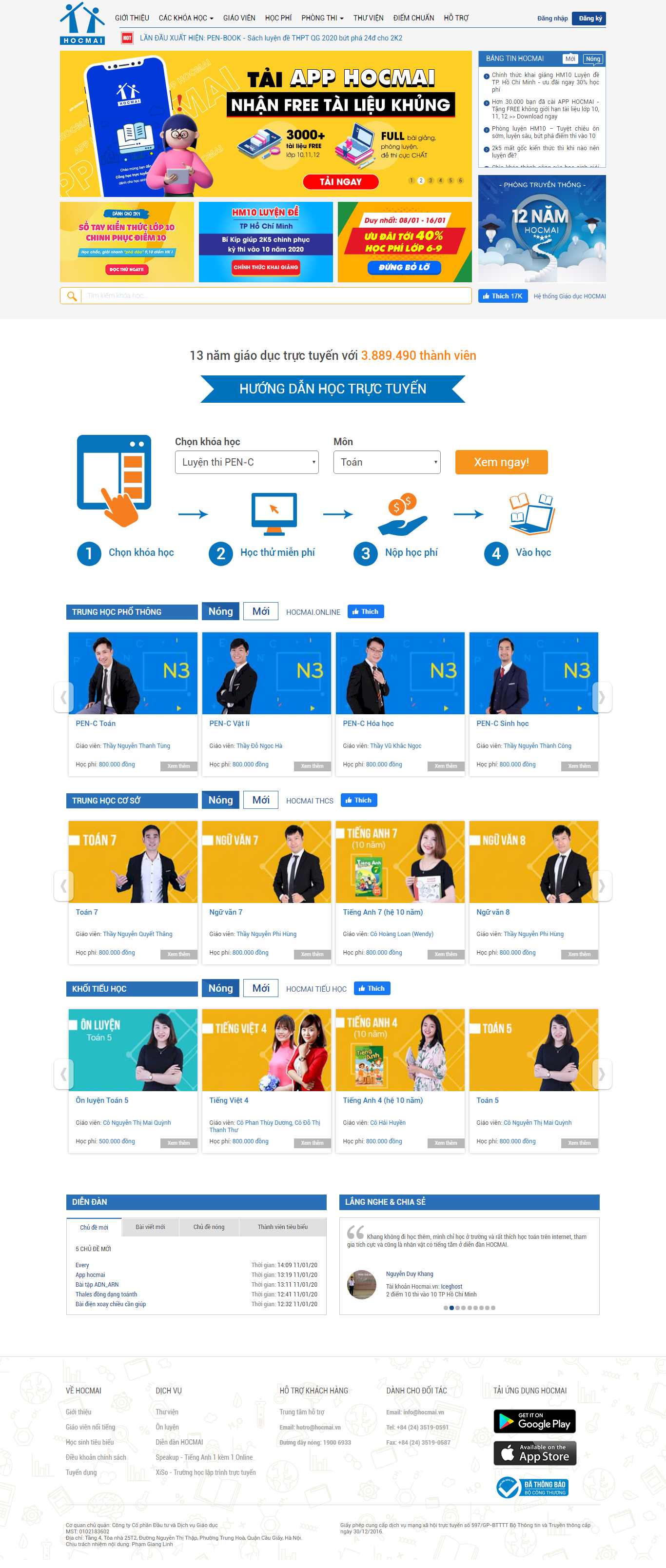 Thiết kế Web bán khoá học online - hocmai.vn