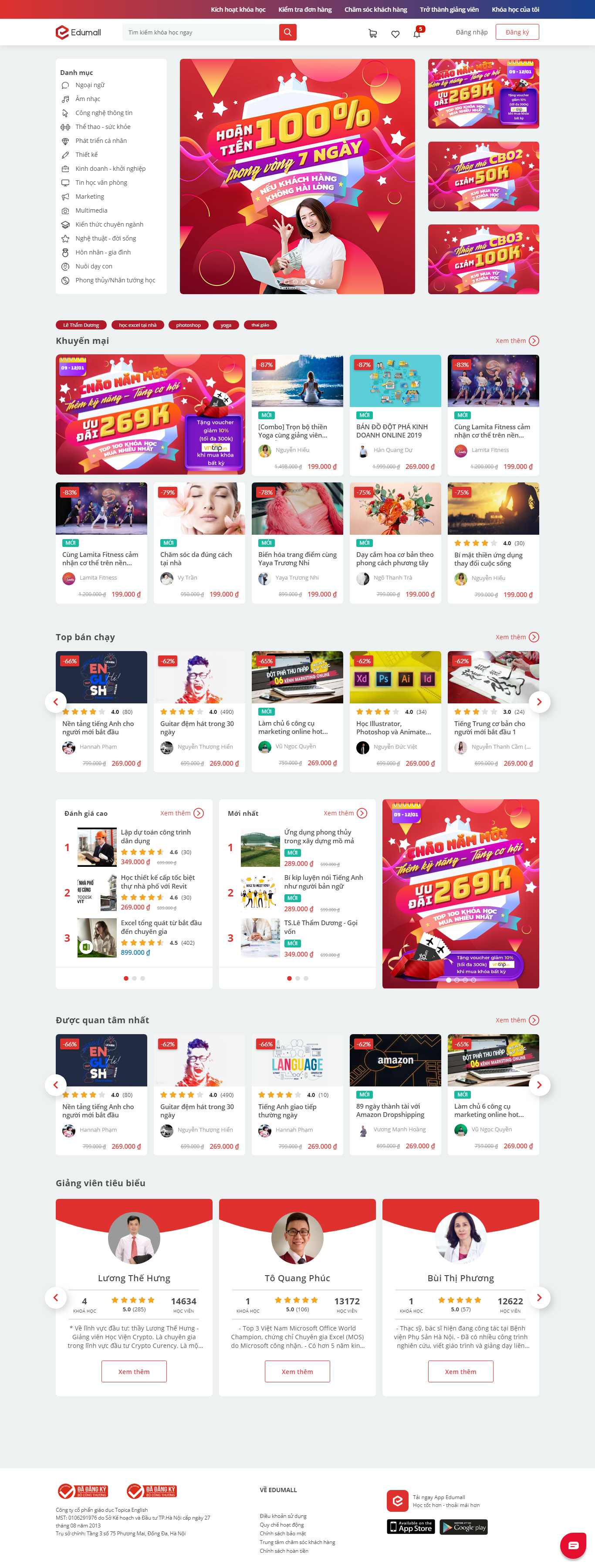 Thiết kế Web bán khoá học online - edumall.vn