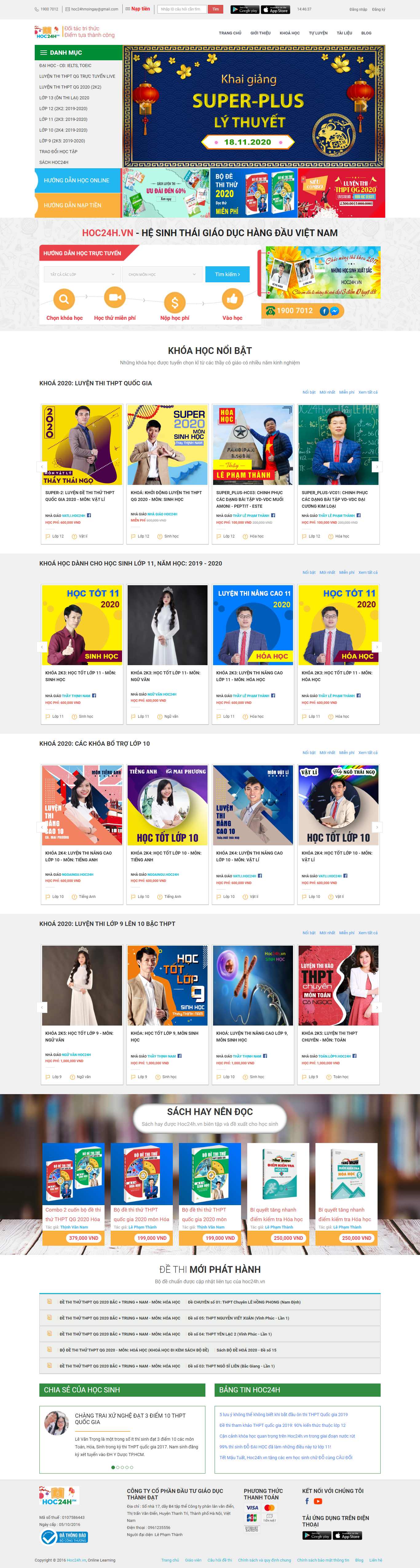 Thiết kế Web bán khoá học online - hoc24h.vn