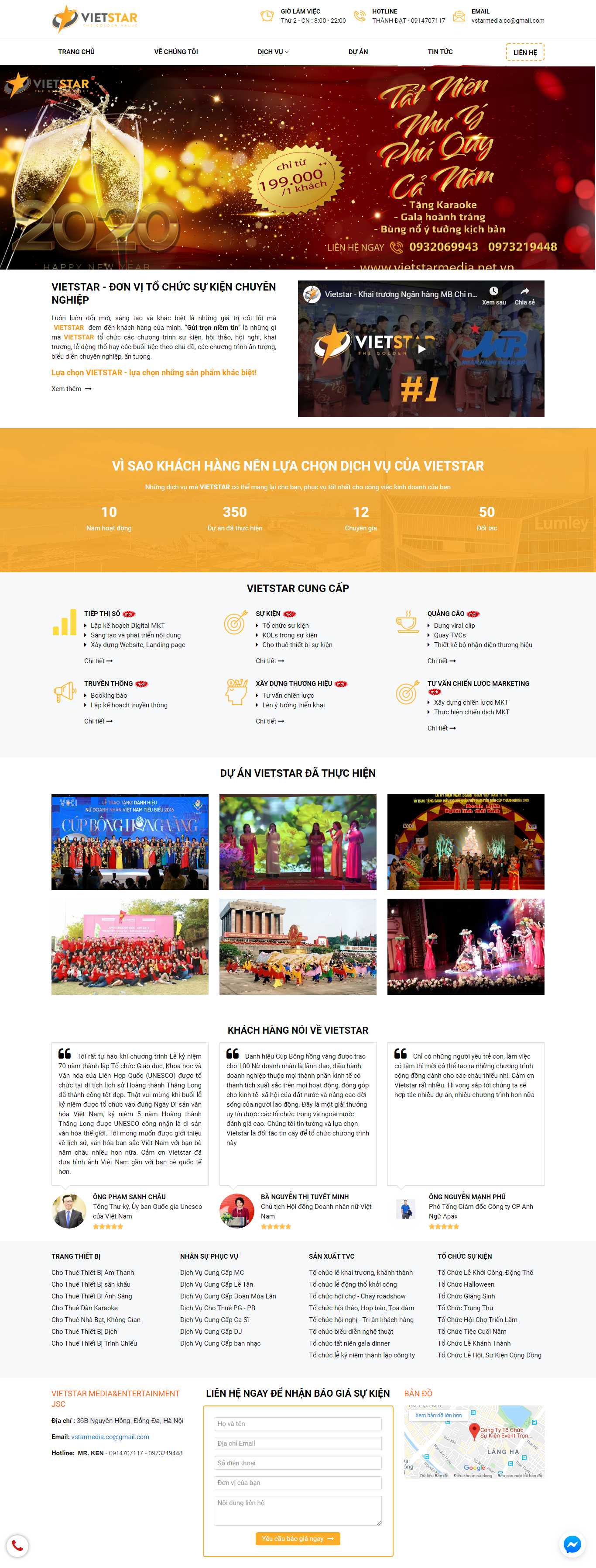 Thiết kế Web tổ chức sự kiện truyền thông - vietstarmedia.net.vn