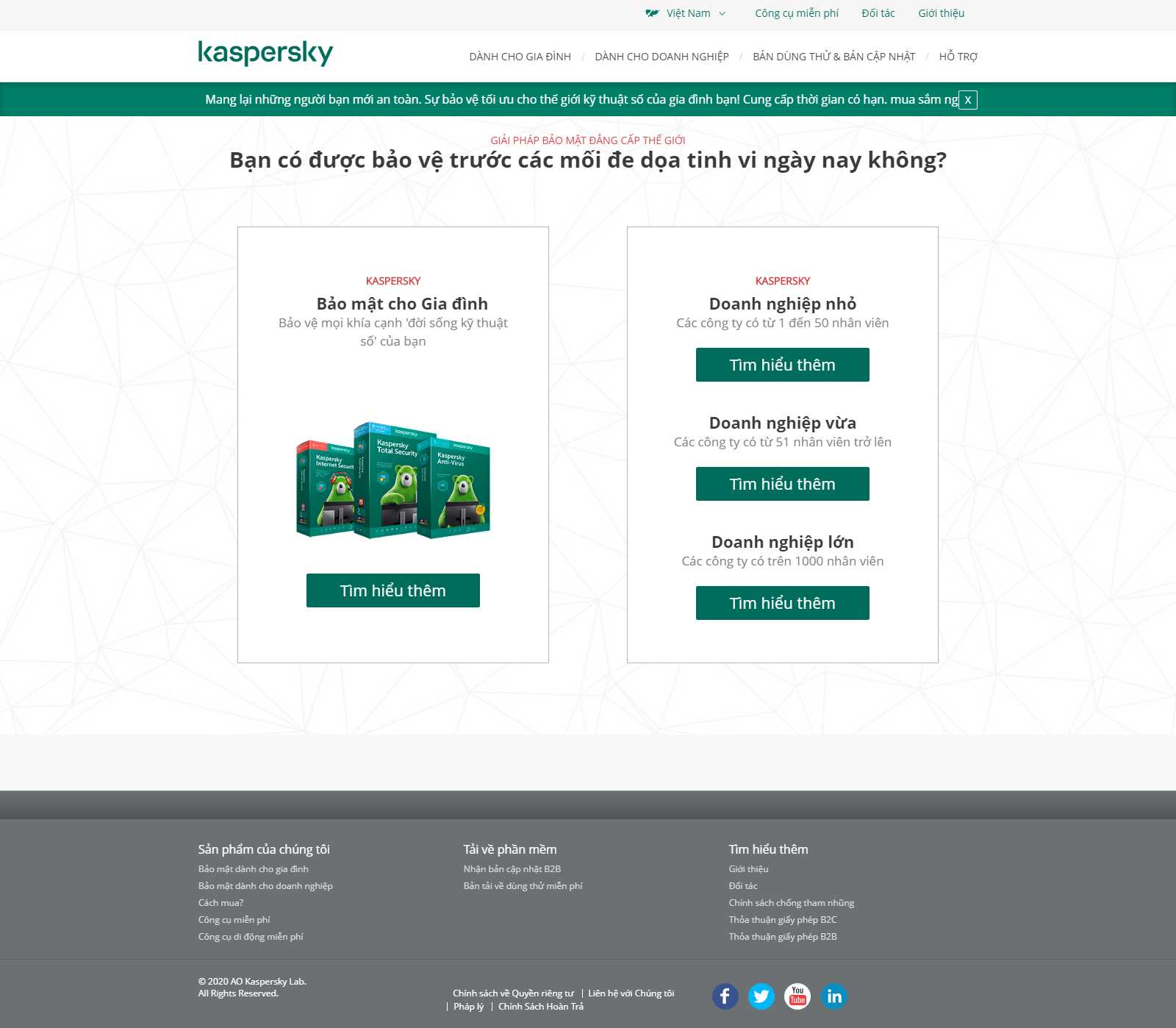 Thiết kế Web Thái Nguyên - www.kaspersky.com.vn