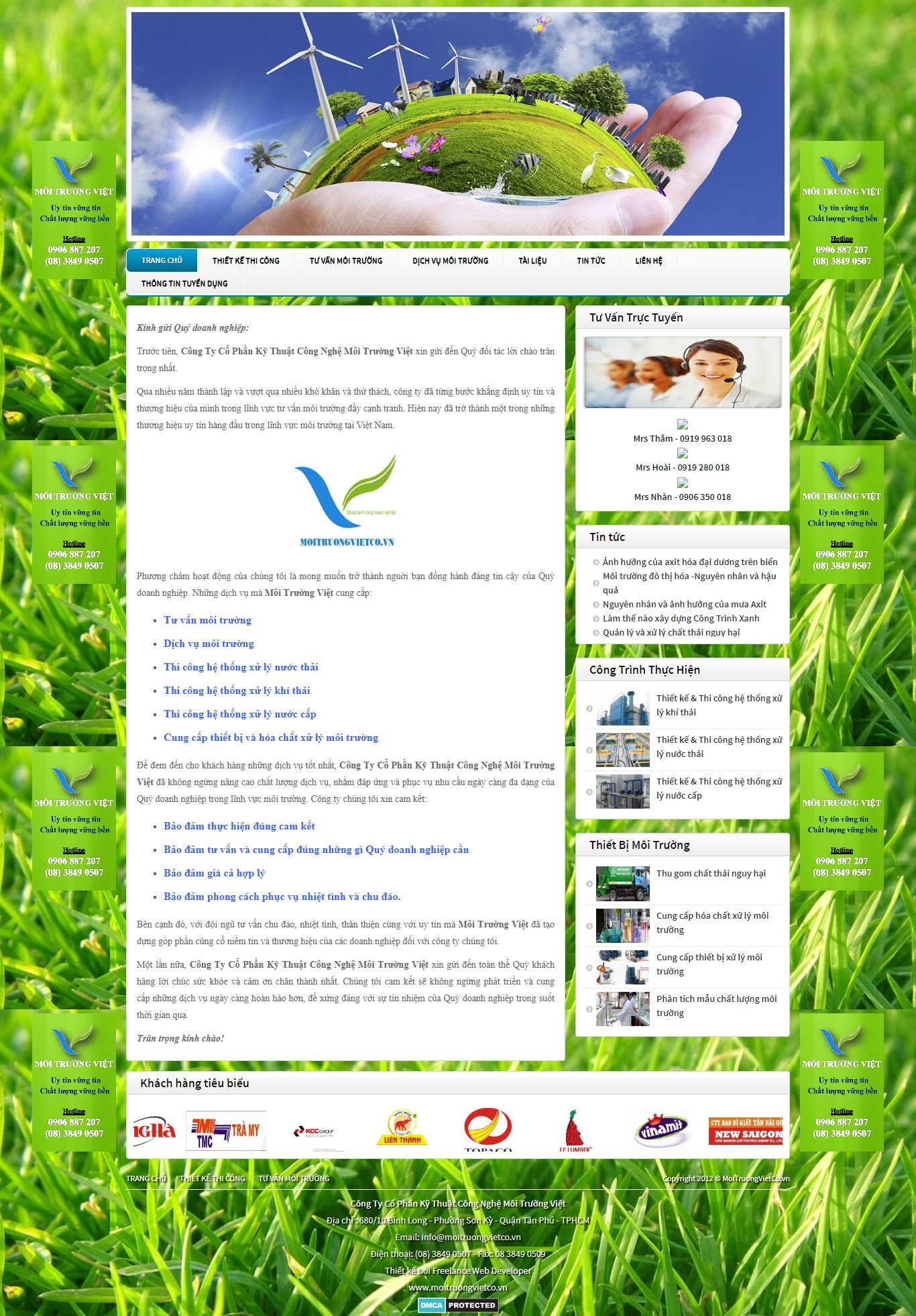 Thiết kế Web giới thiệu doanh nghiệp - moitruongvietco.vn