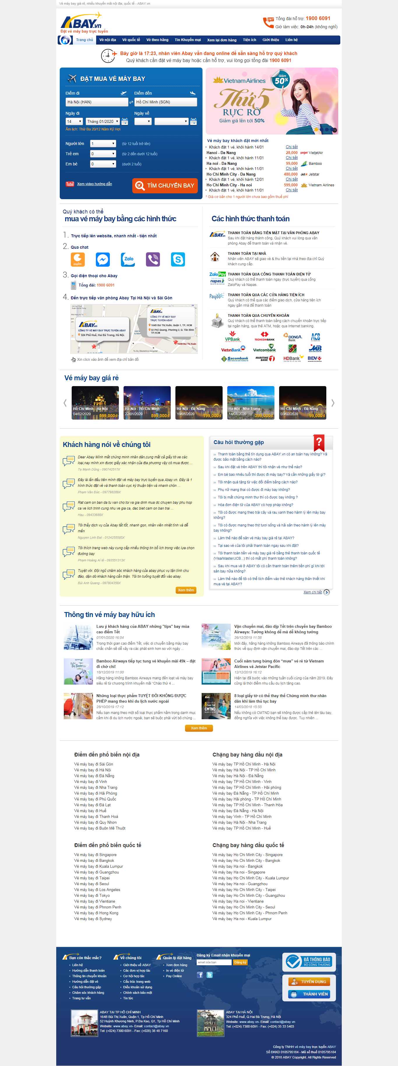 Thiết kế Web đặt vé máy bay trực tuyến - www.abay.vn