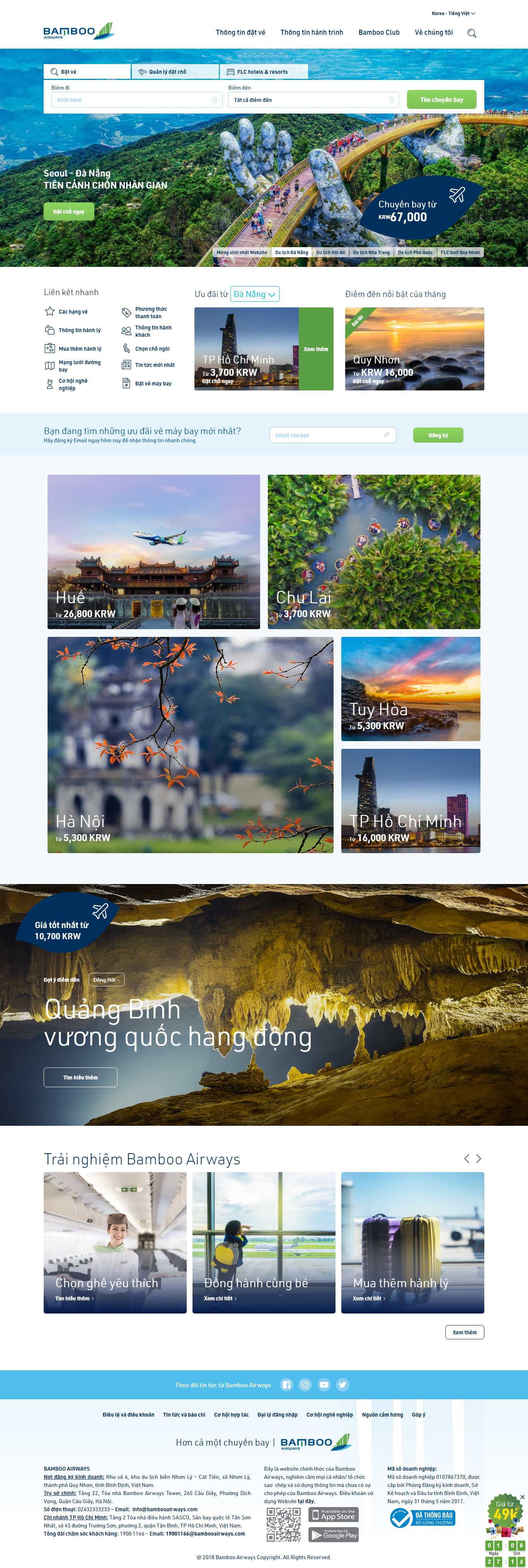 Thiết kế Web đặt vé máy bay trực tuyến - www.bambooairways.com