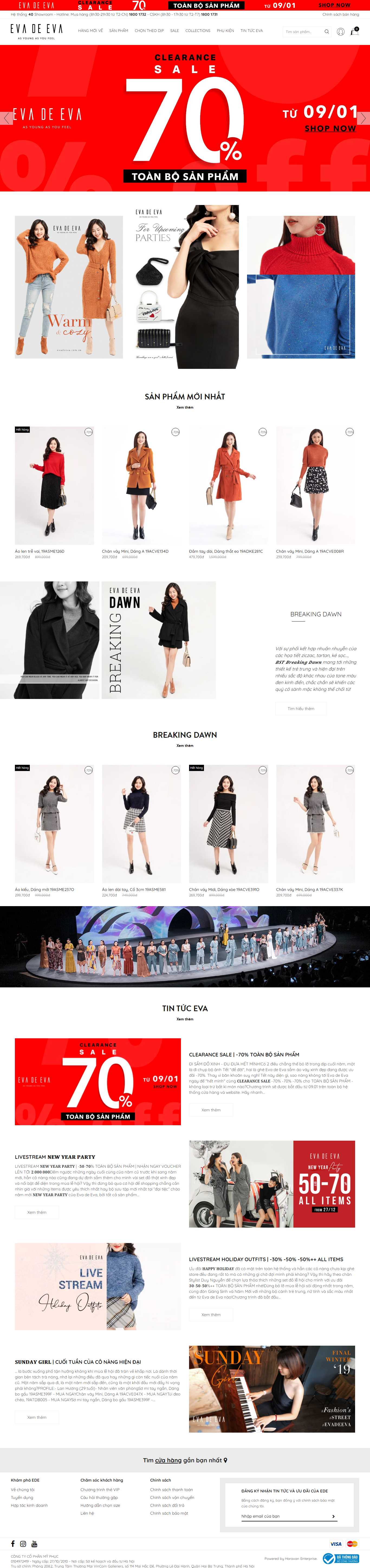 Thiết kế Web bán quần áo - evadeeva.com.vn