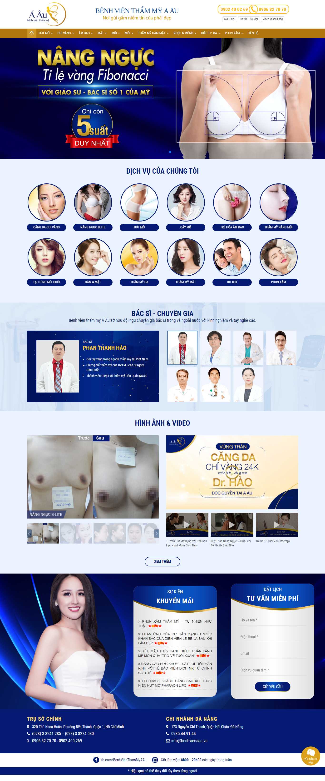Thiết kế Web thẩm mỹ viện - benhvienaau.vn