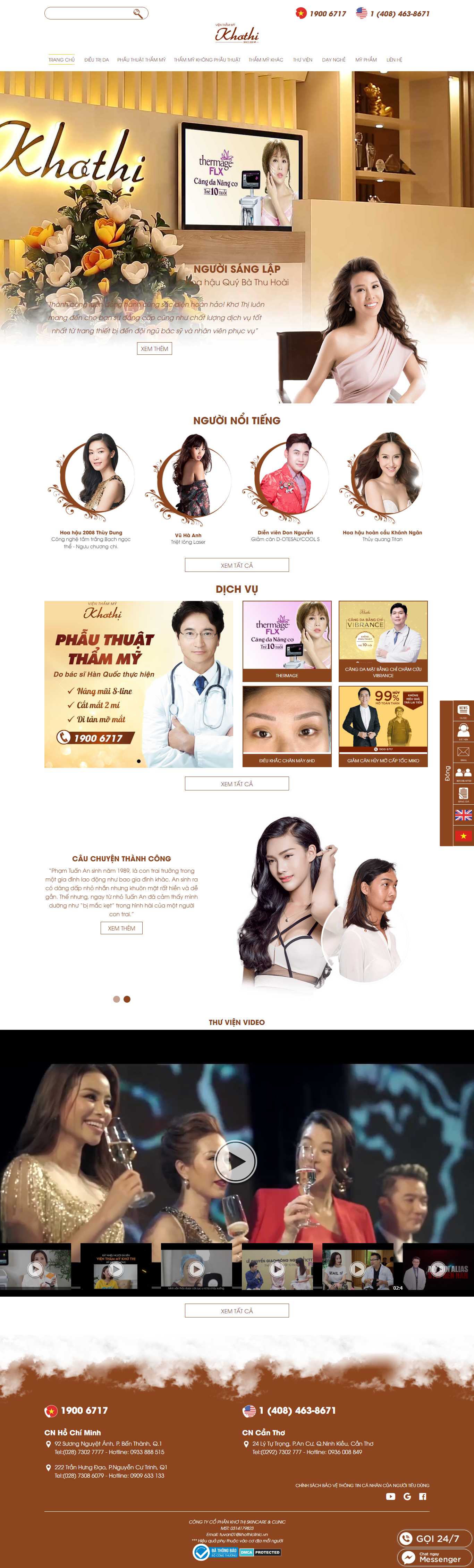 Thiết kế Web thẩm mỹ viện - vienthammykhothi.vn