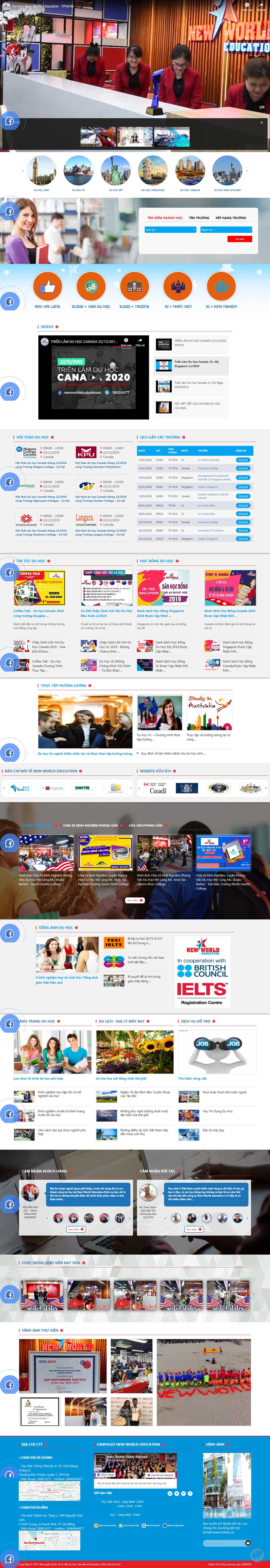 Thiết kế Web tư vấn du học - newworldedu.vn
