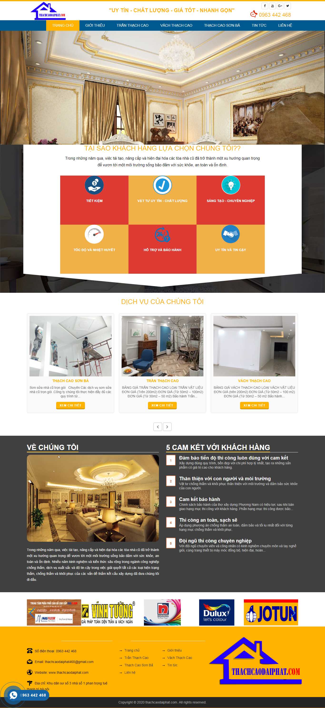 Thiết kế Web công ty trần thạch cao - thachcaodaiphat.com