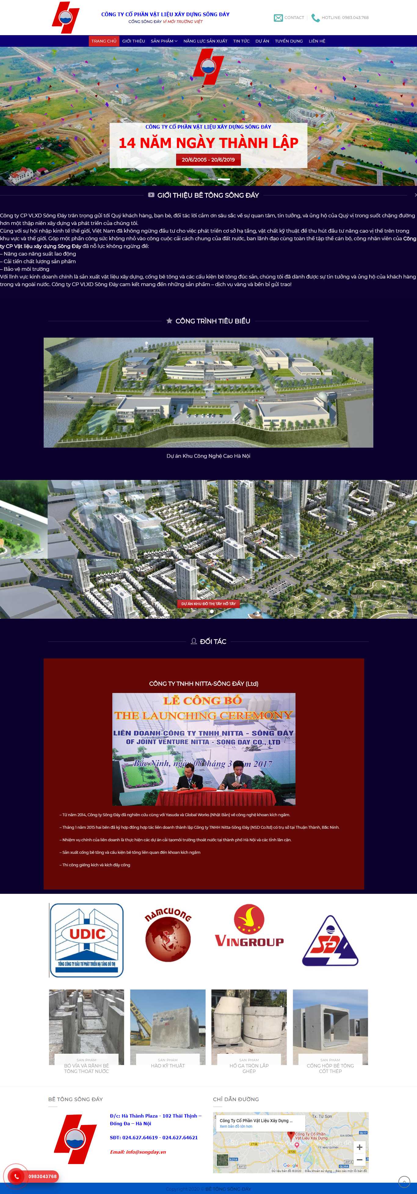Thiết kế Web bán cửa hàng vật liệu - betongsongday.com