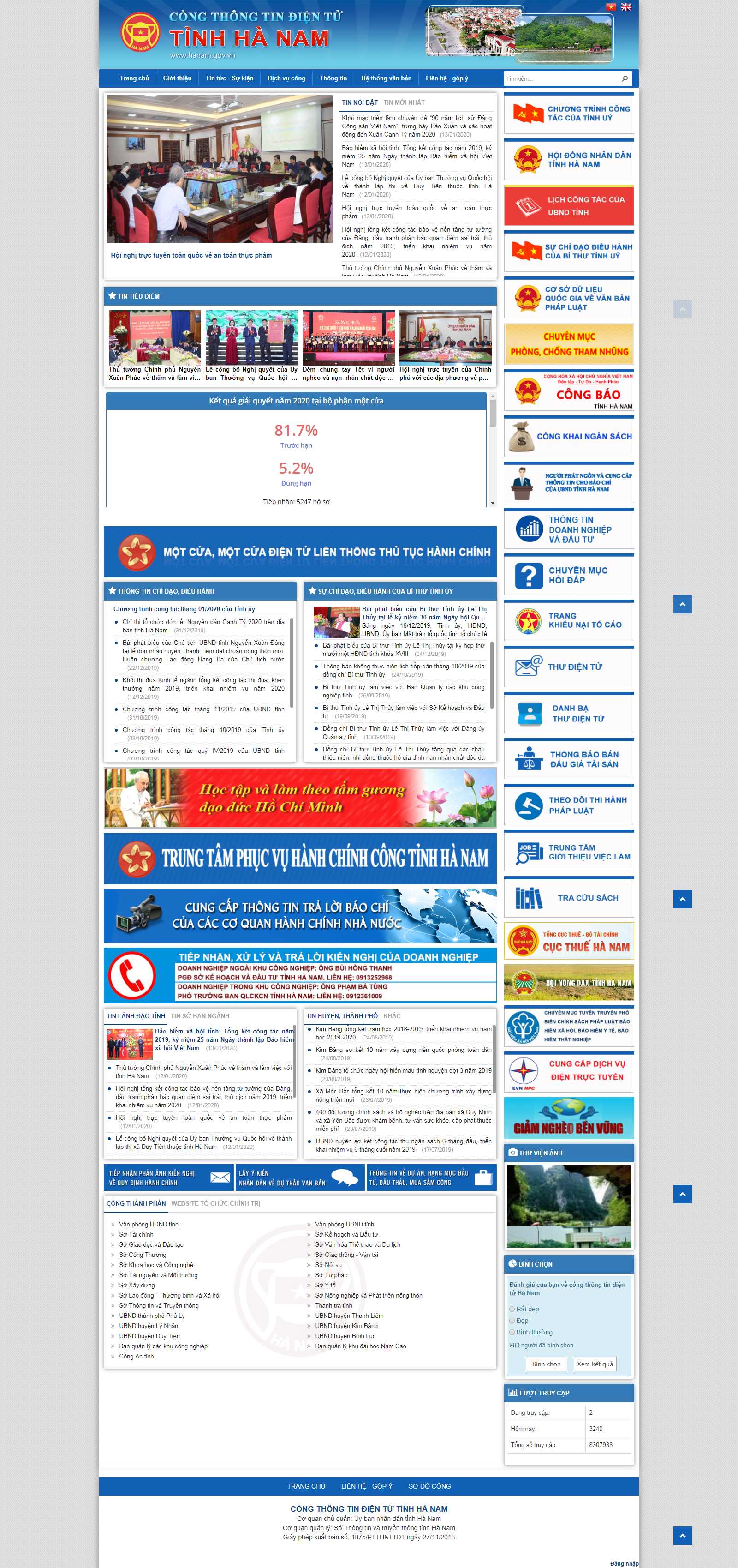 Thiết kế Web Ủy Ban Nhân Nhân - hanam.gov.vn