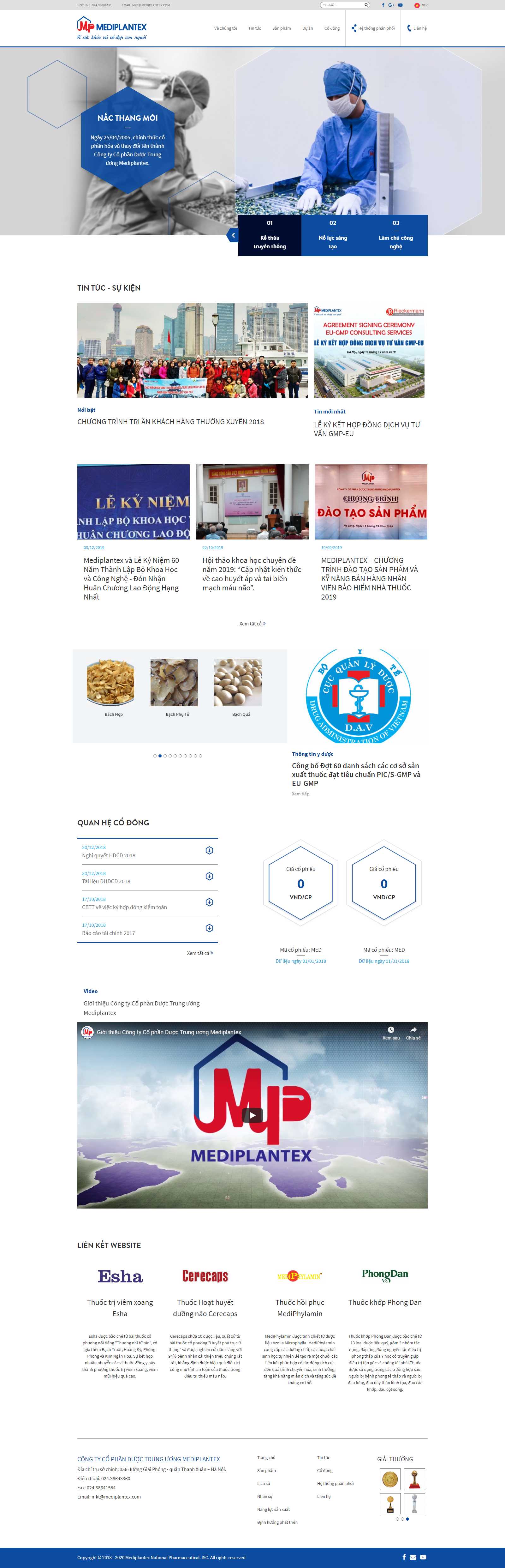 Thiết kế Web dược - www.mediplantex.com