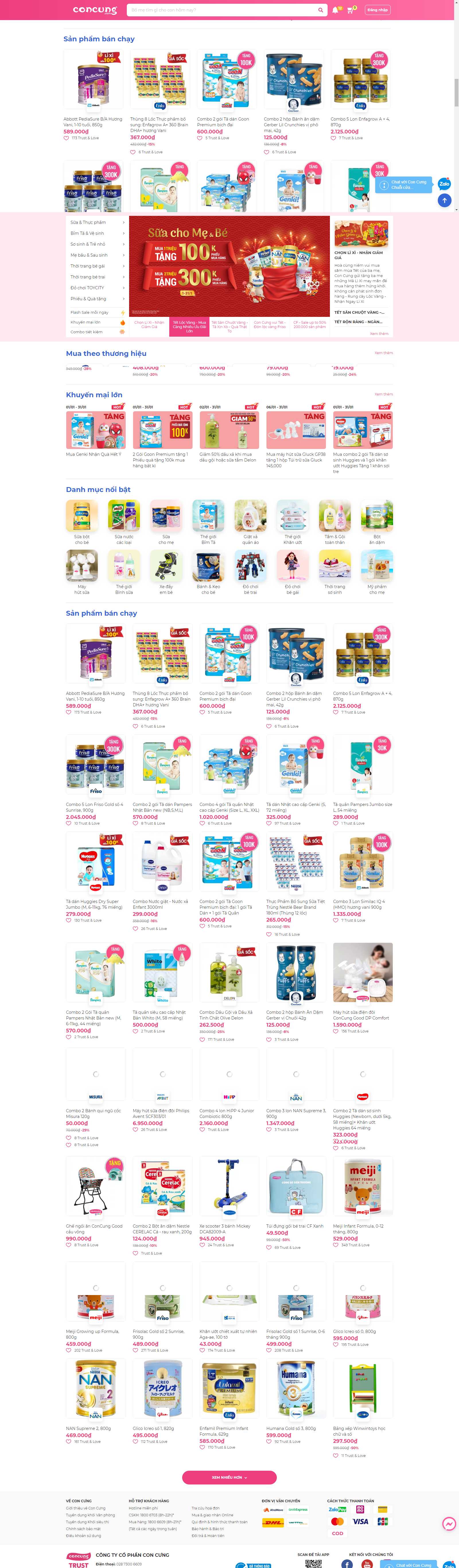 Thiết kế Web mẹ và bé - concung.com