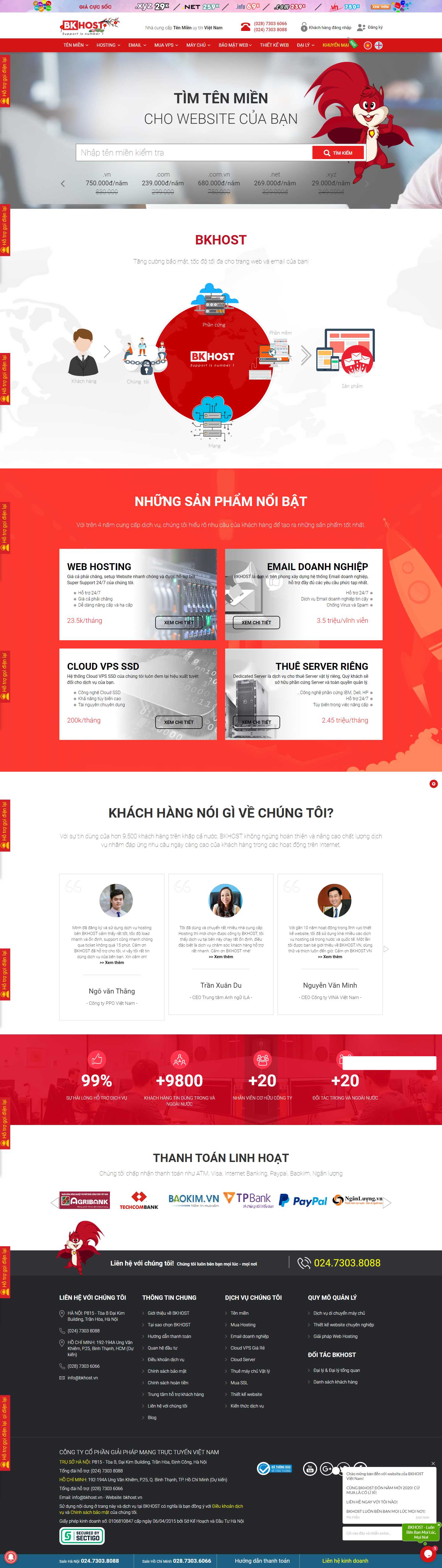 Thiết kế Web bán hosting - bkhost.vn