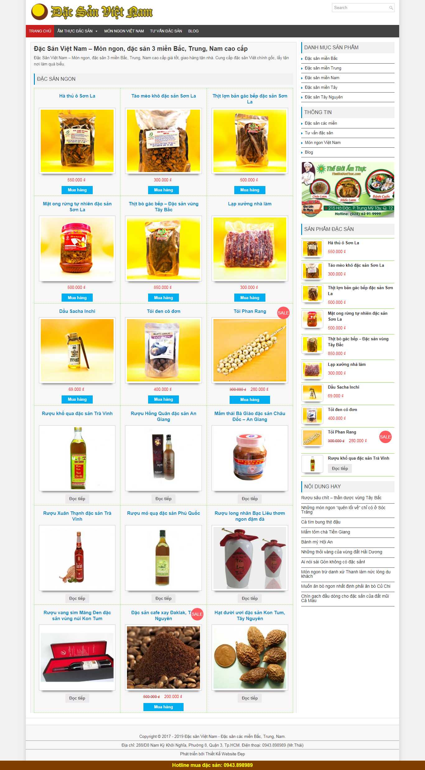 Thiết kế Web bán đặc sản 3 miền - dacsanvietnam.com