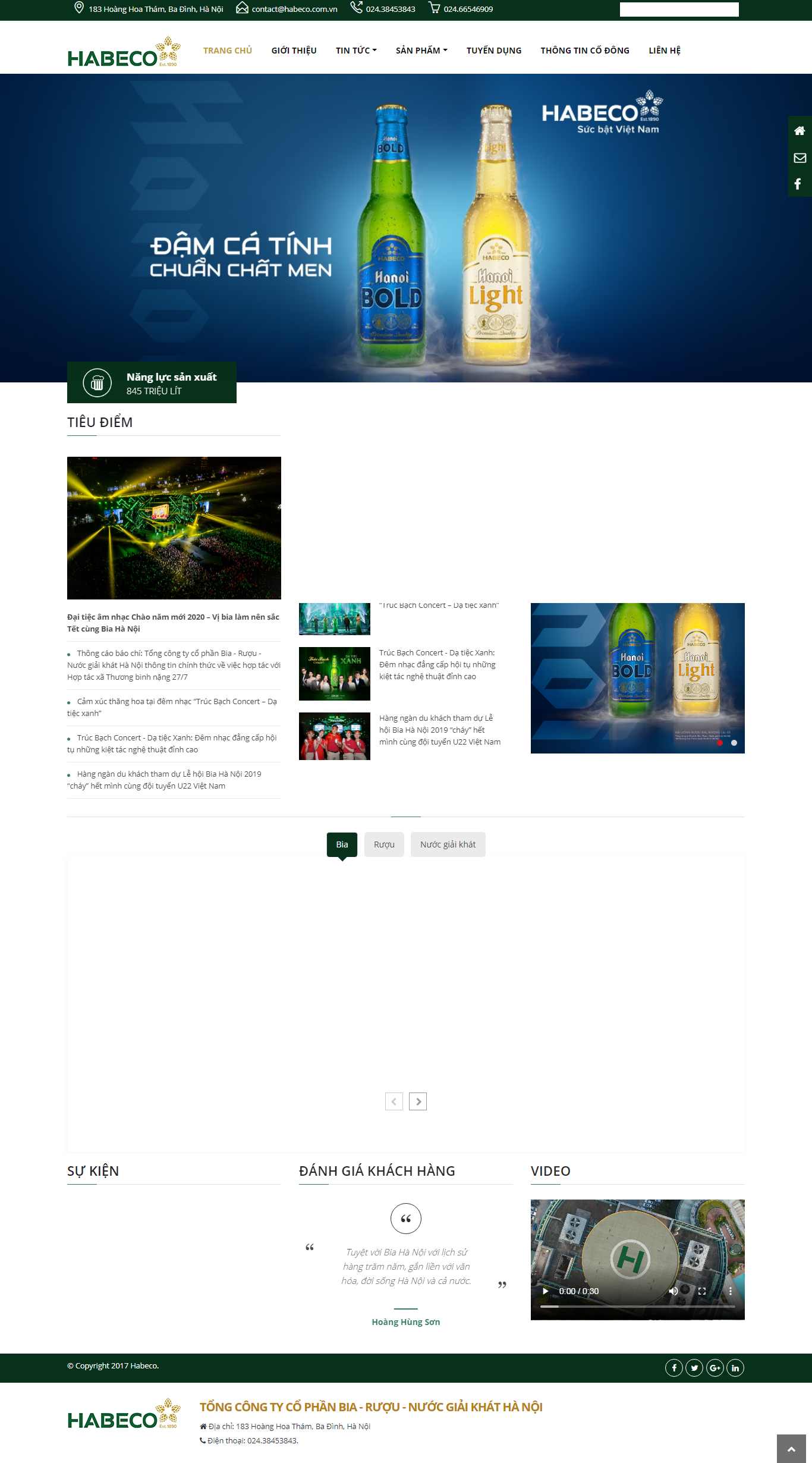 Thiết kế Web công ty bia - www.habeco.com.vn