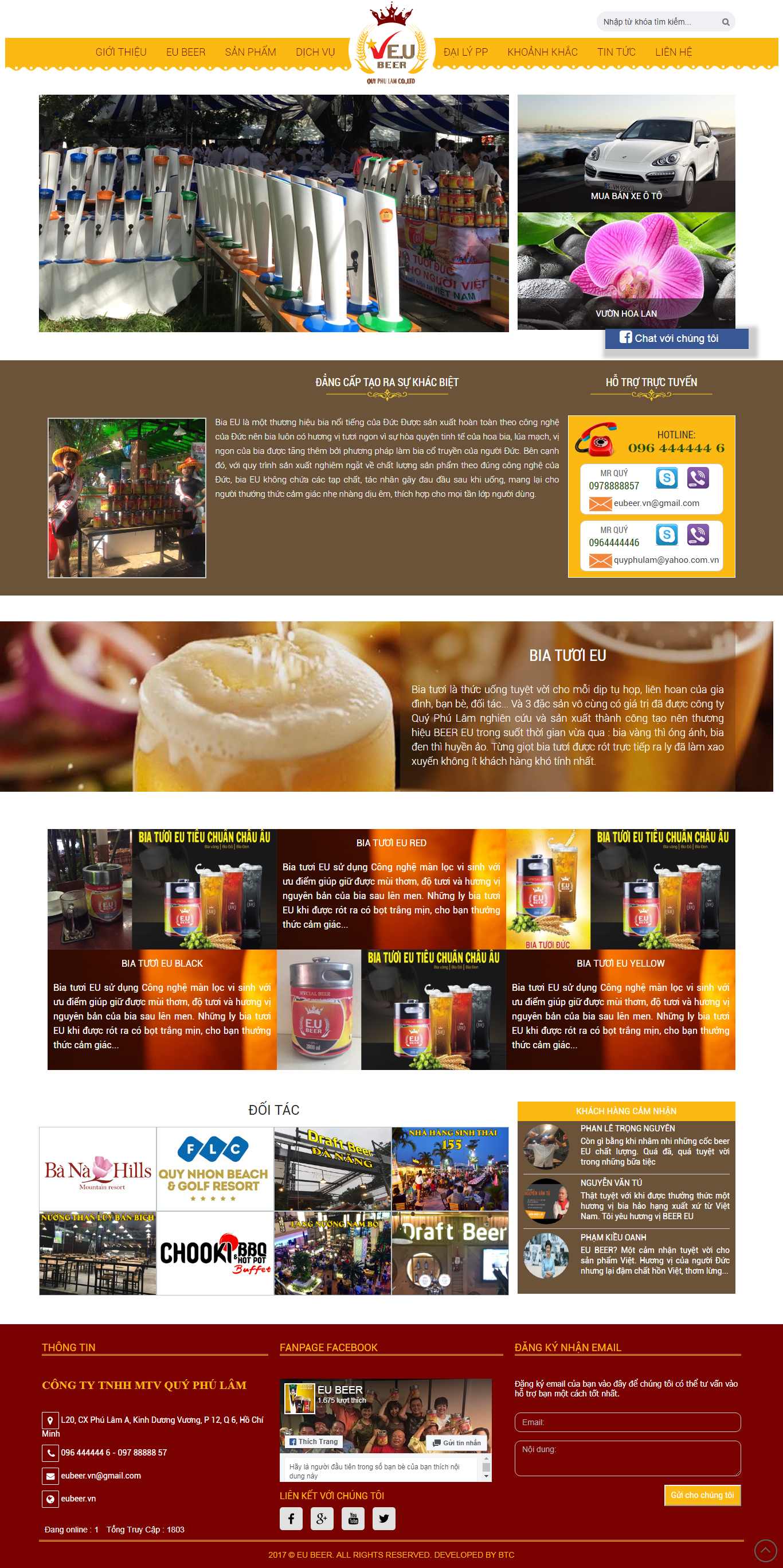 Thiết kế Web công ty bia - eubeer.vn