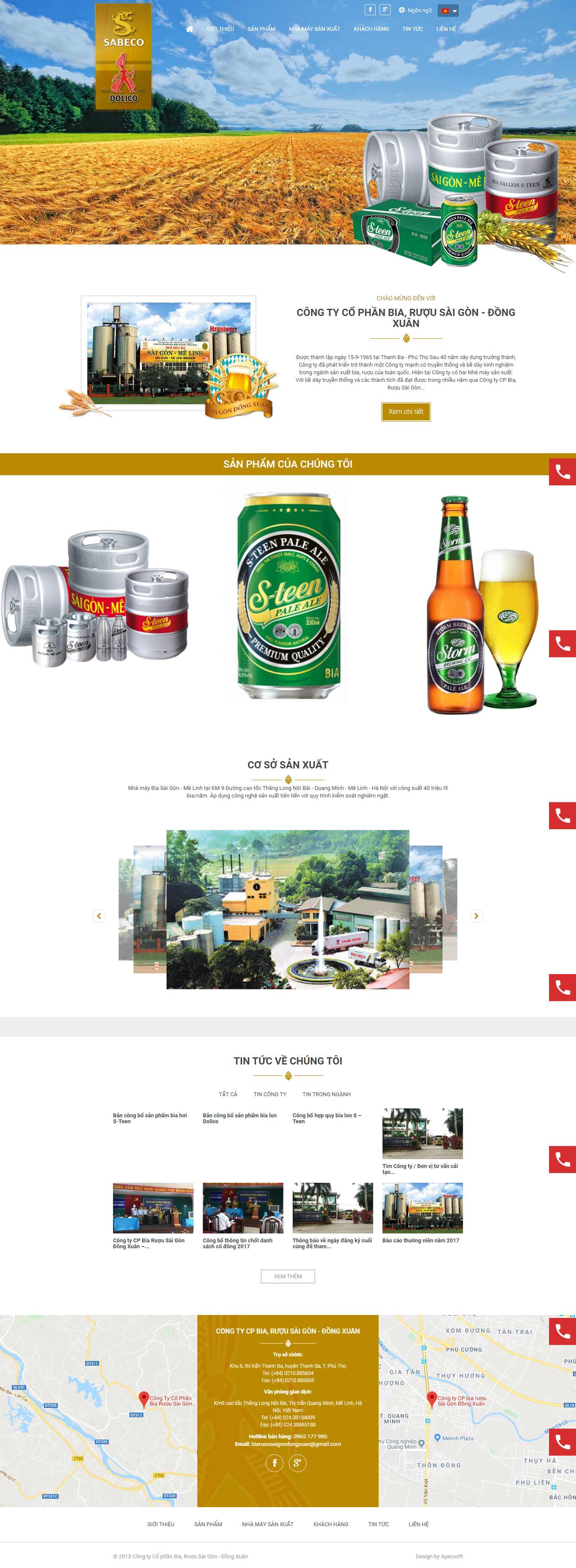 Thiết kế Web công ty bia - saigondongxuan.com.vn