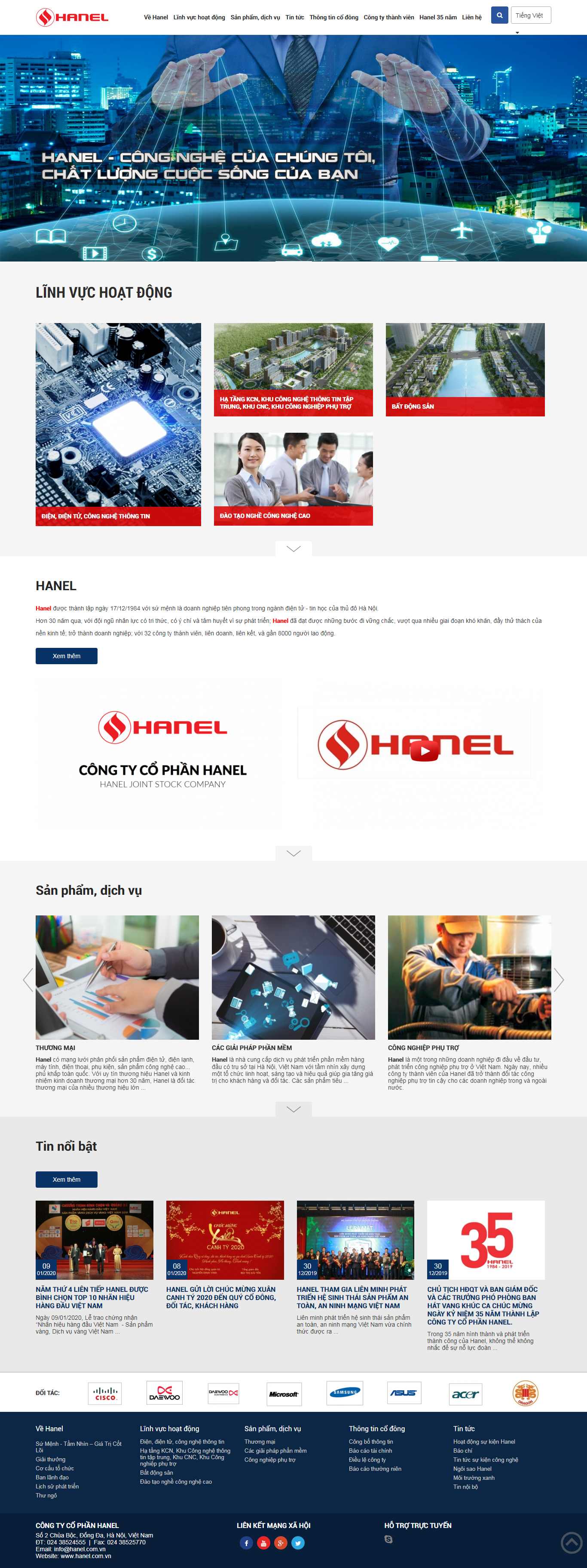 Thiết kế Web công ty điện tử - hanel.com.vn