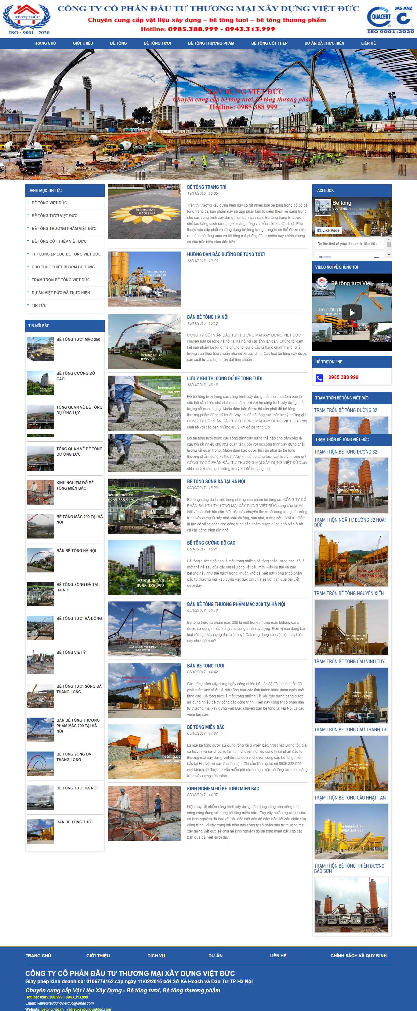 Thiết kế Web công ty bê tông - betong.net.vn