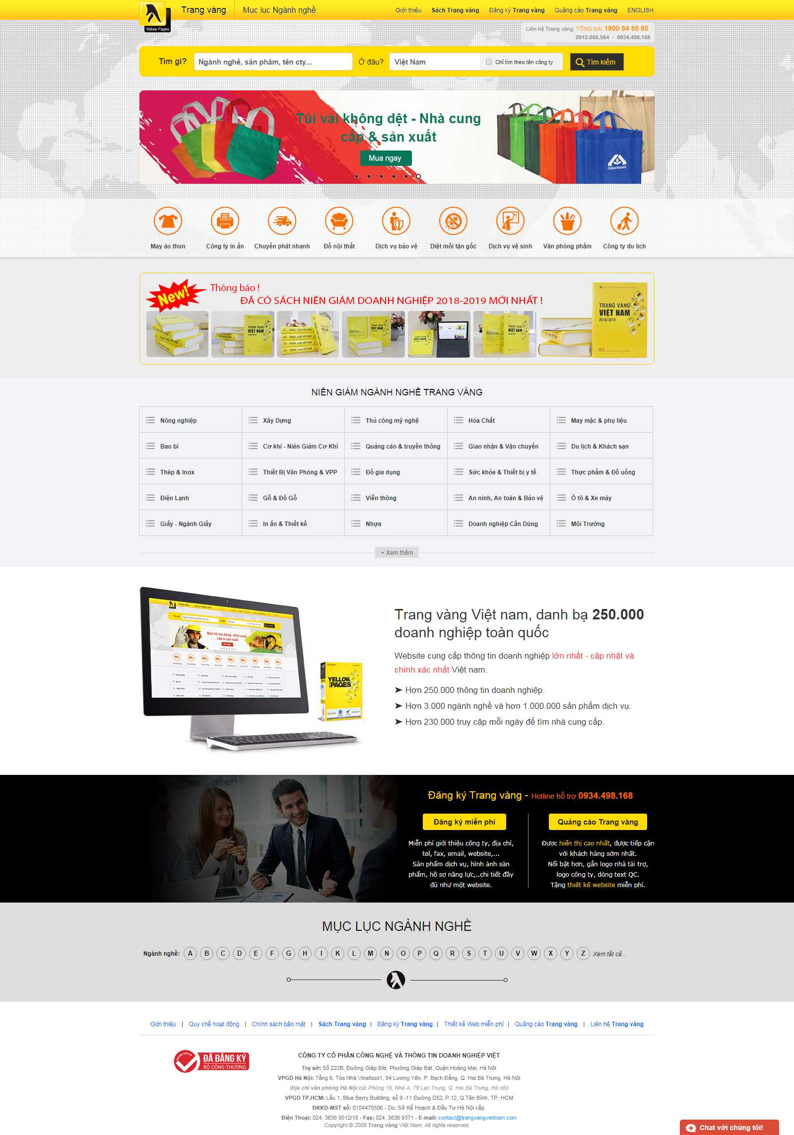 Thiết kế Web trang vàng doanh nghiệp - trangvangvietnam.com