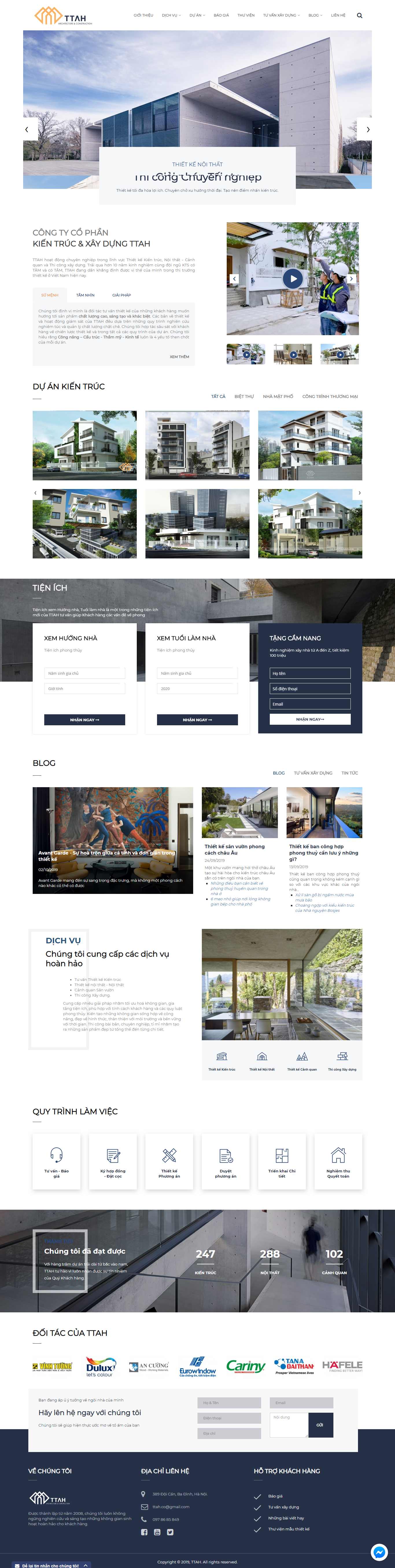 Thiết kế Web công ty kiến trúc - thietkexaydungttah.vn