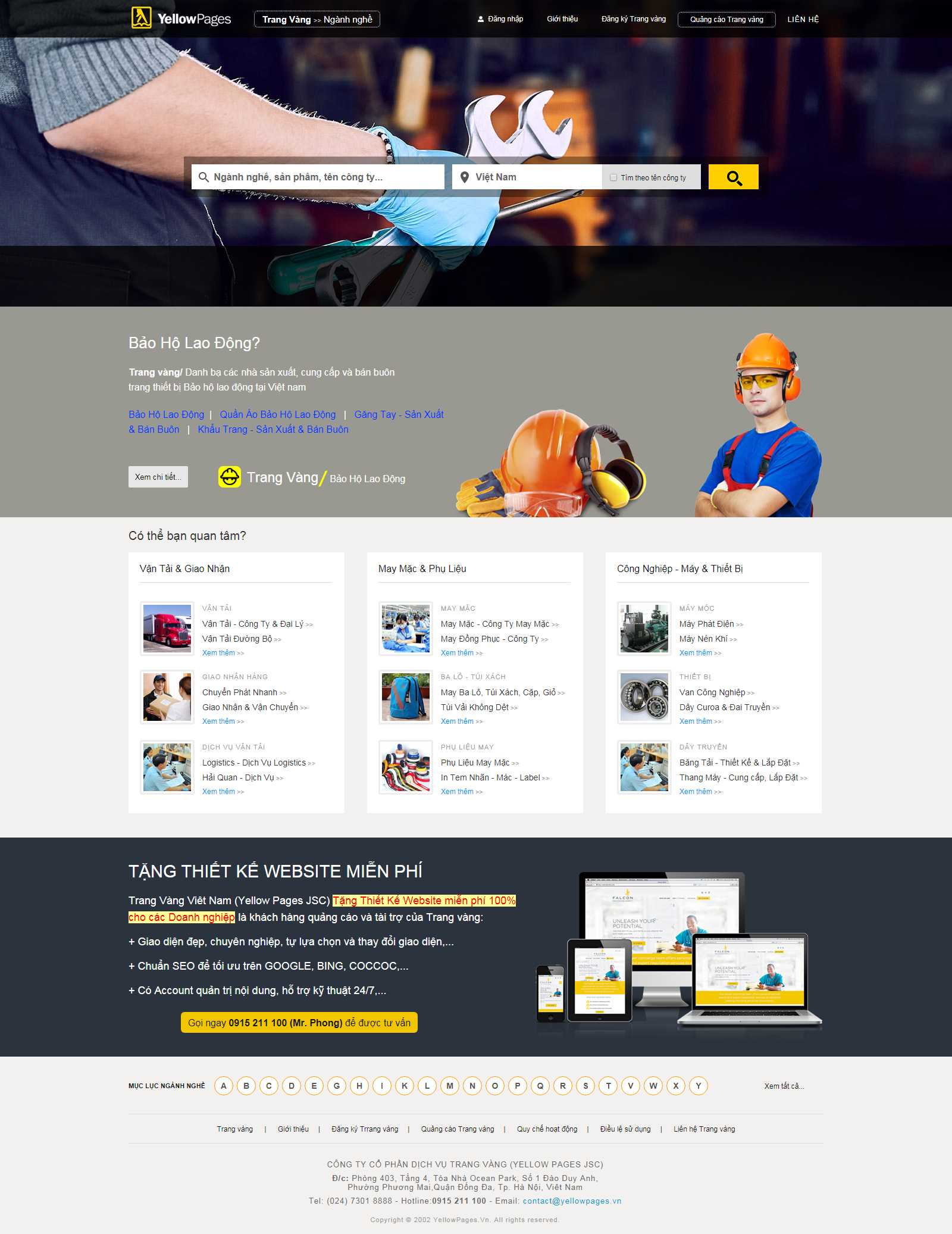 Thiết kế Web trang vàng doanh nghiệp - www.yellowpages.vn