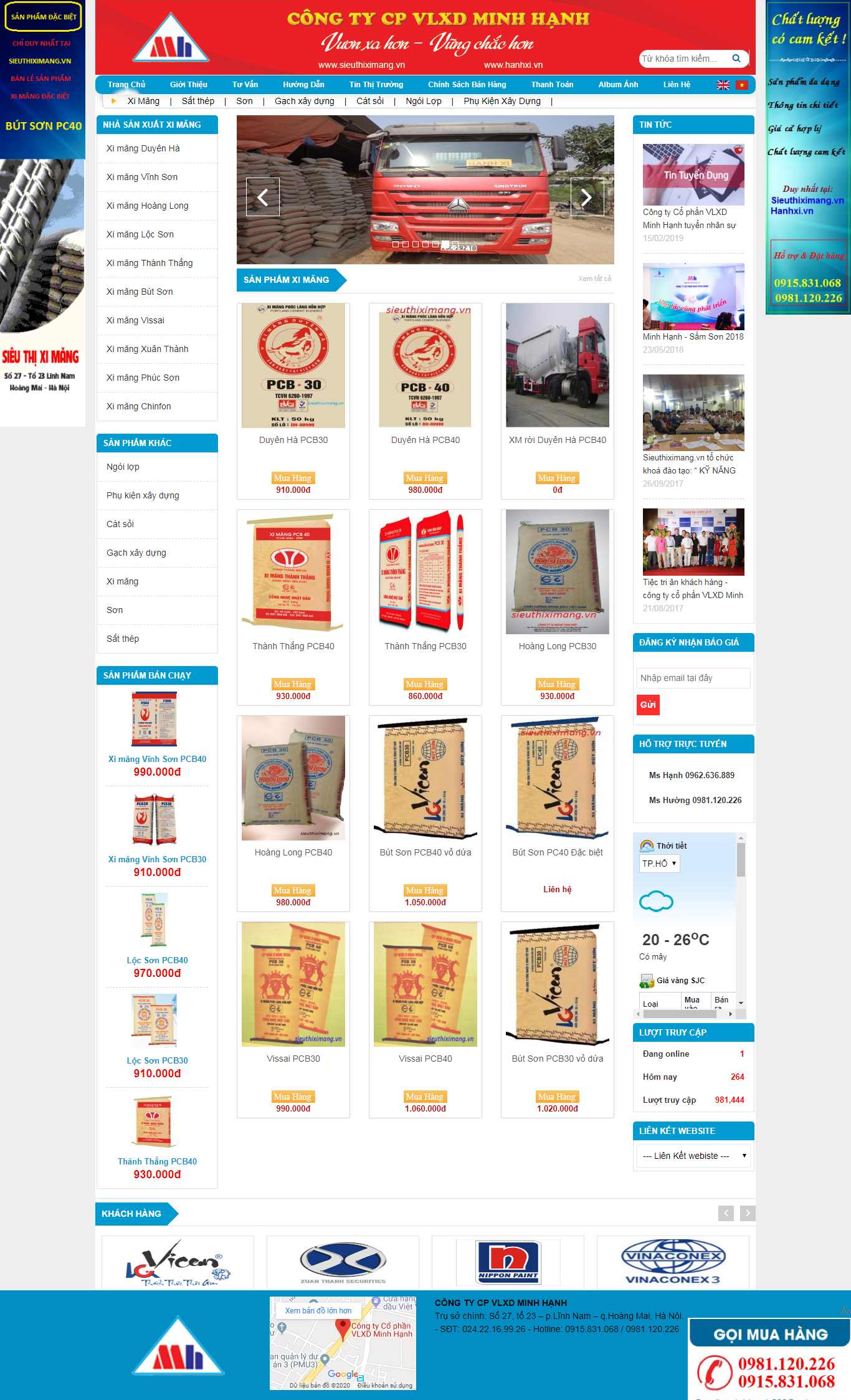 Thiết kế Web công ty xi măng - sieuthiximang.vn