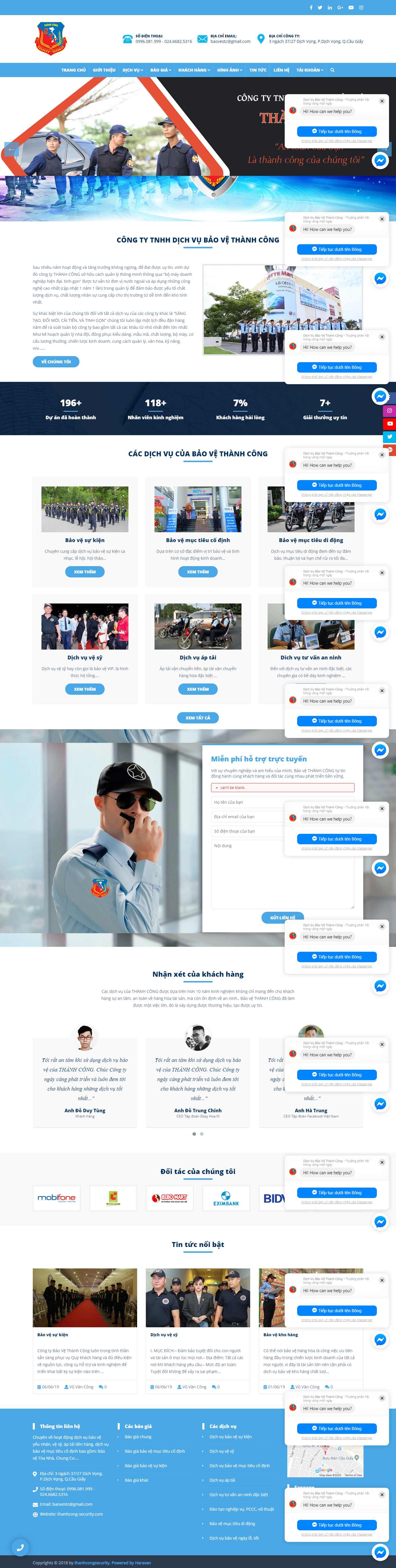 Thiết kế Web công ty bảo vệ - baovethanhcong.vn