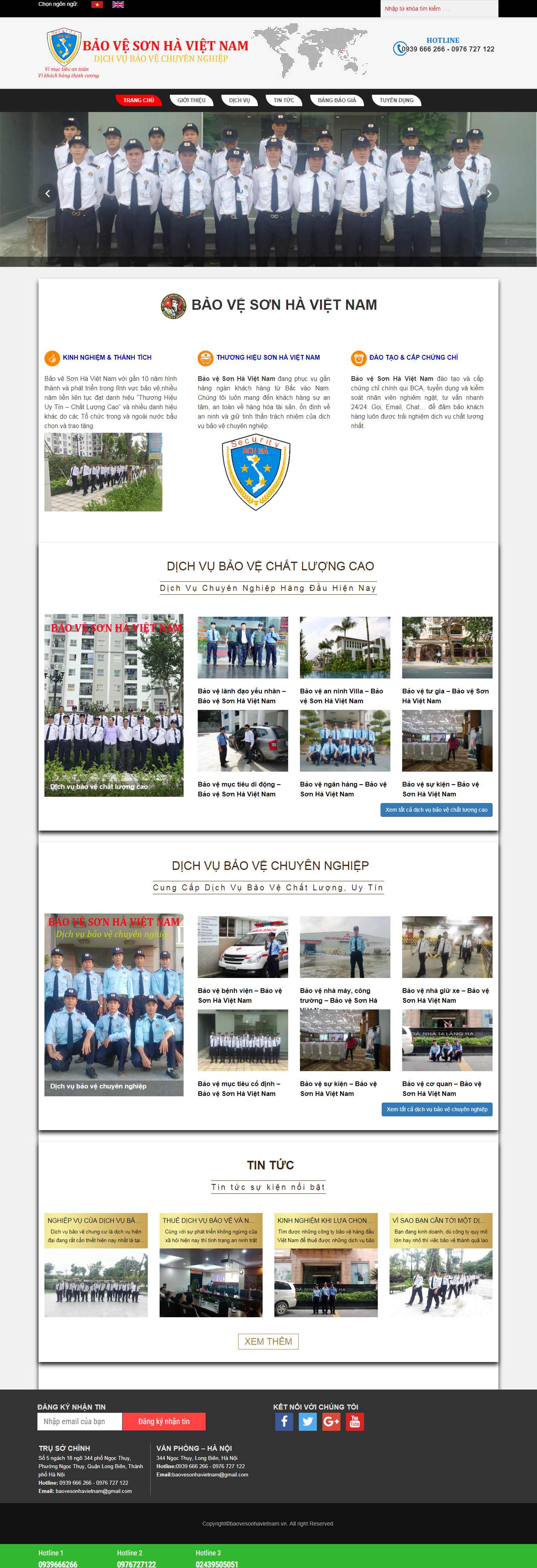 Thiết kế Web công ty bảo vệ - baovesonhavietnam.vn