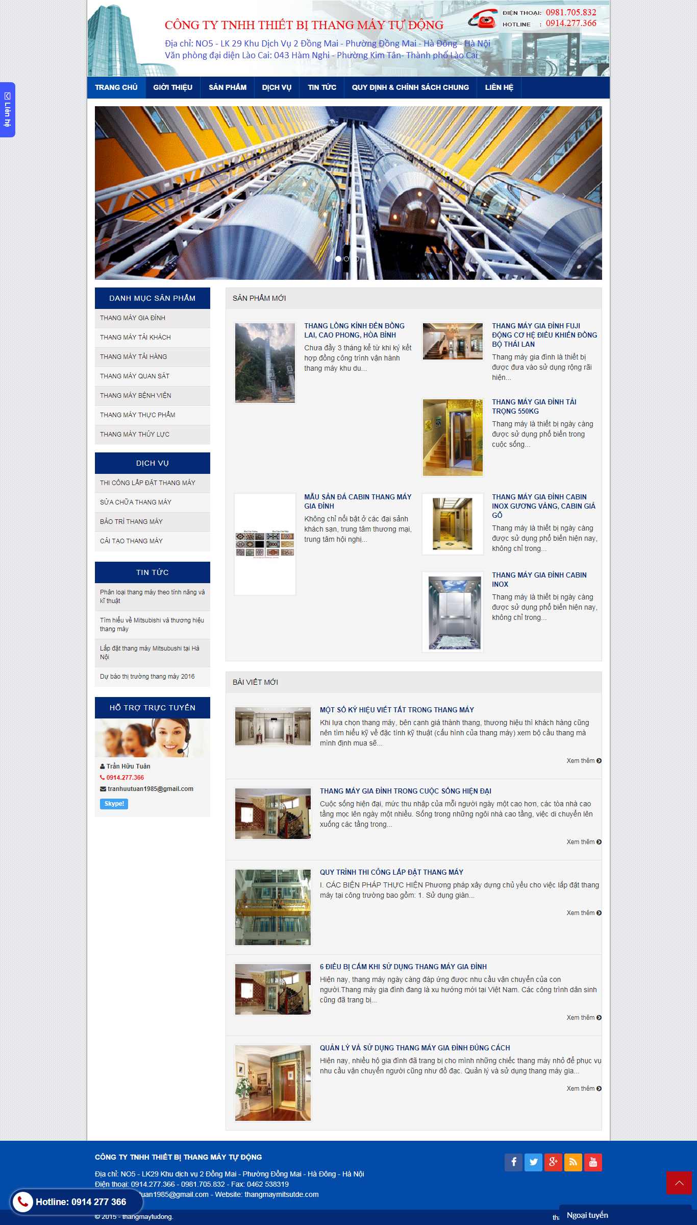 Thiết kế Web bán, lắp đặt thang máy - thangmaymitsutde.com