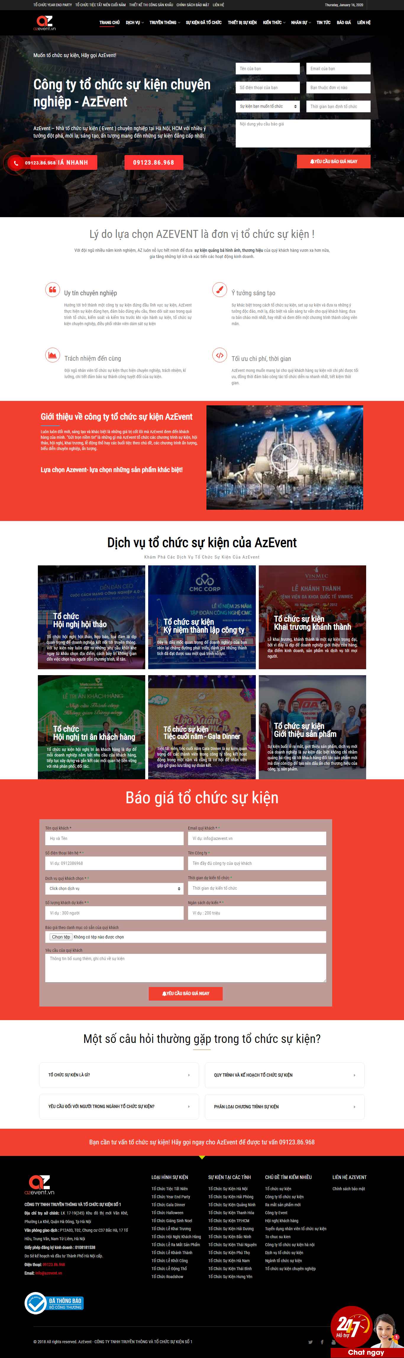 Thiết kế Web công ty tổ chức sự kiện - azevent.vn
