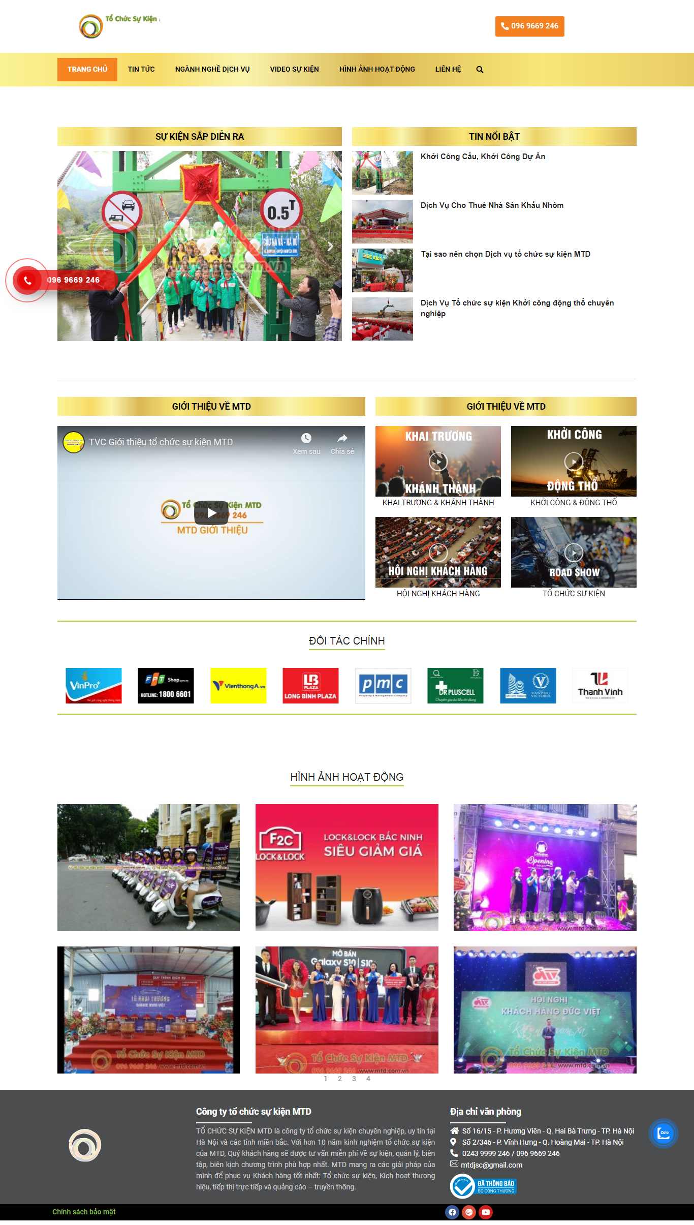 Thiết kế Web công ty tổ chức sự kiện - mtd.com.vn