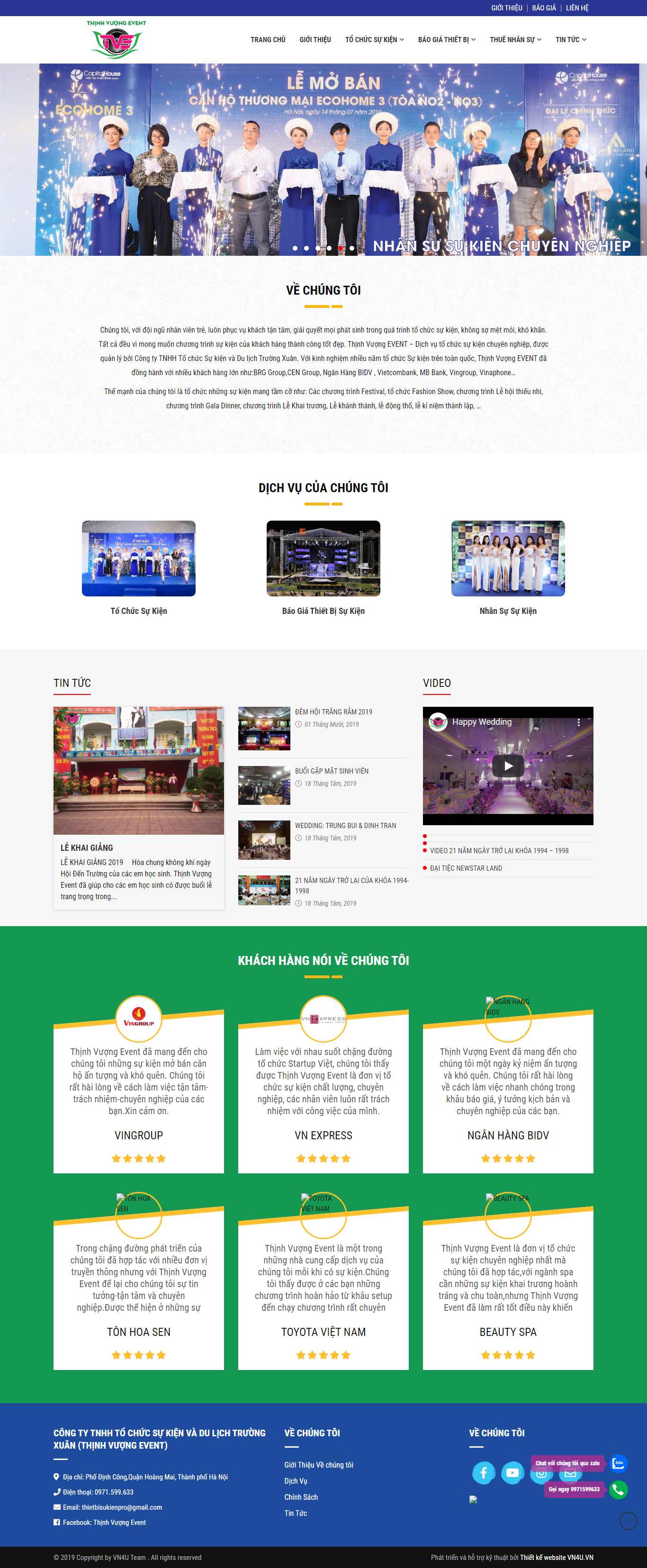 Thiết kế Web công ty tổ chức sự kiện - thinhvuongevent.com