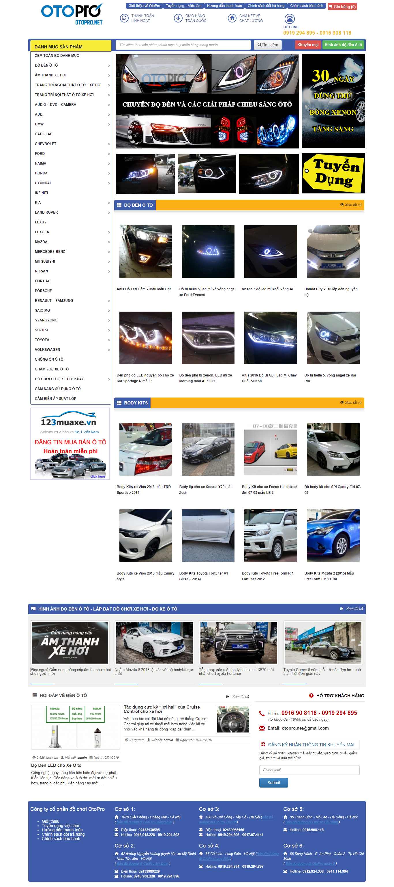 Thiết kế Web bán phụ kiện xe ô tô - otopro.net